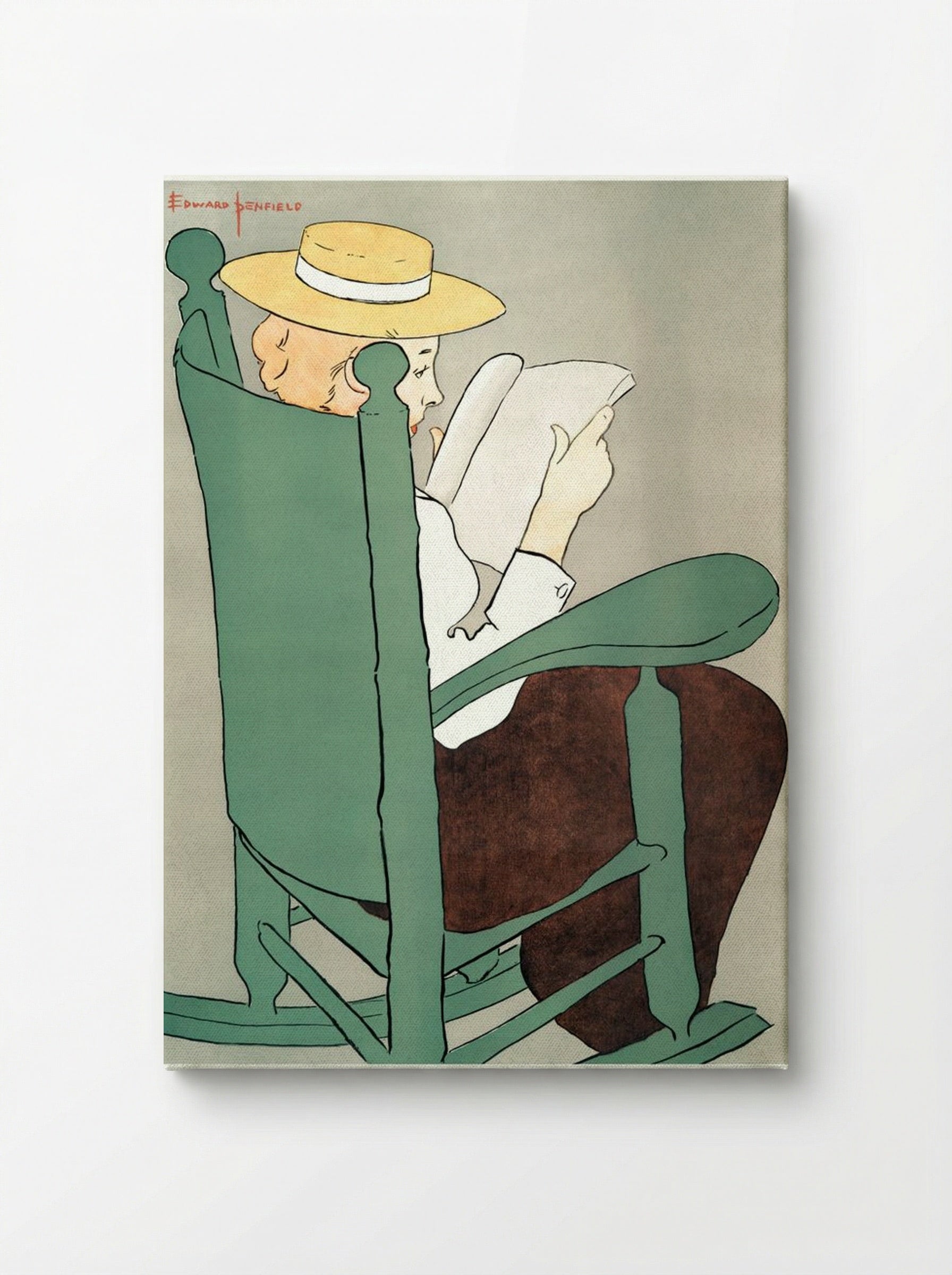 Woman Reading in a Rocking Chair - Edward Penfield - Canvas