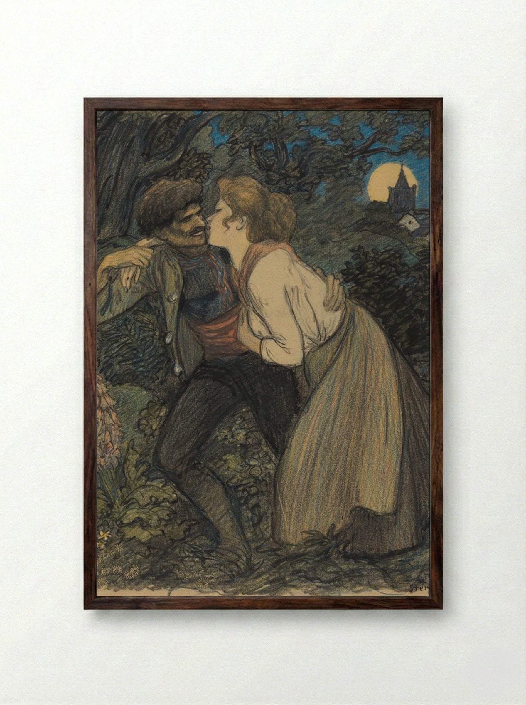 La chienne au loup - Théophile Alexandre Steinlen - Framed Print Dark Wood