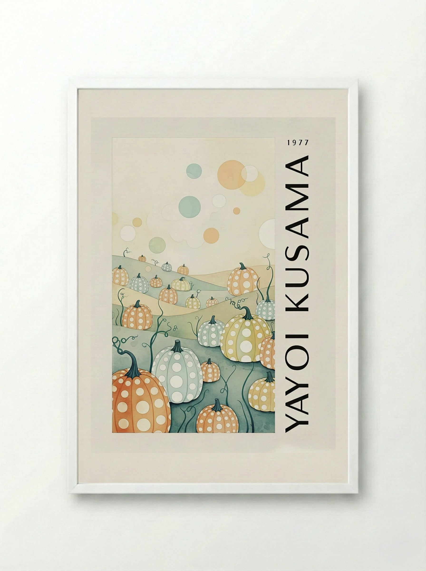 Pumpkins - Yayoi Kusama - Framed Print White