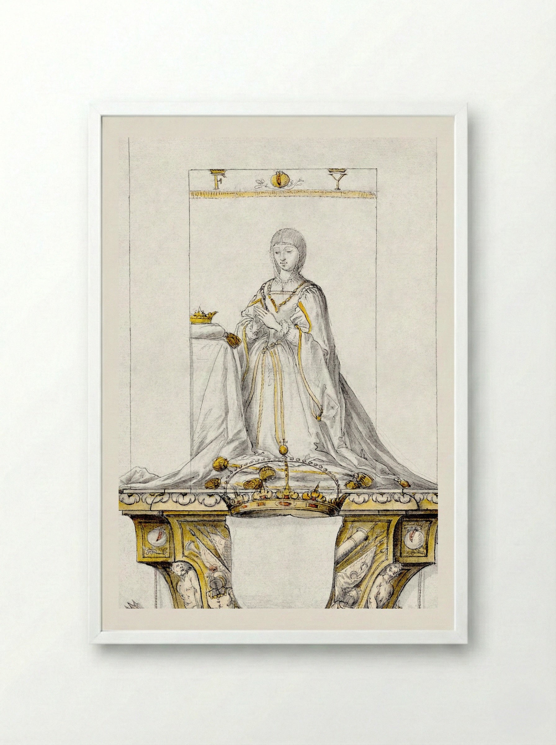 Study for a Statue of Queen Isabella - Pedro Mena y Medrano - Framed Print White