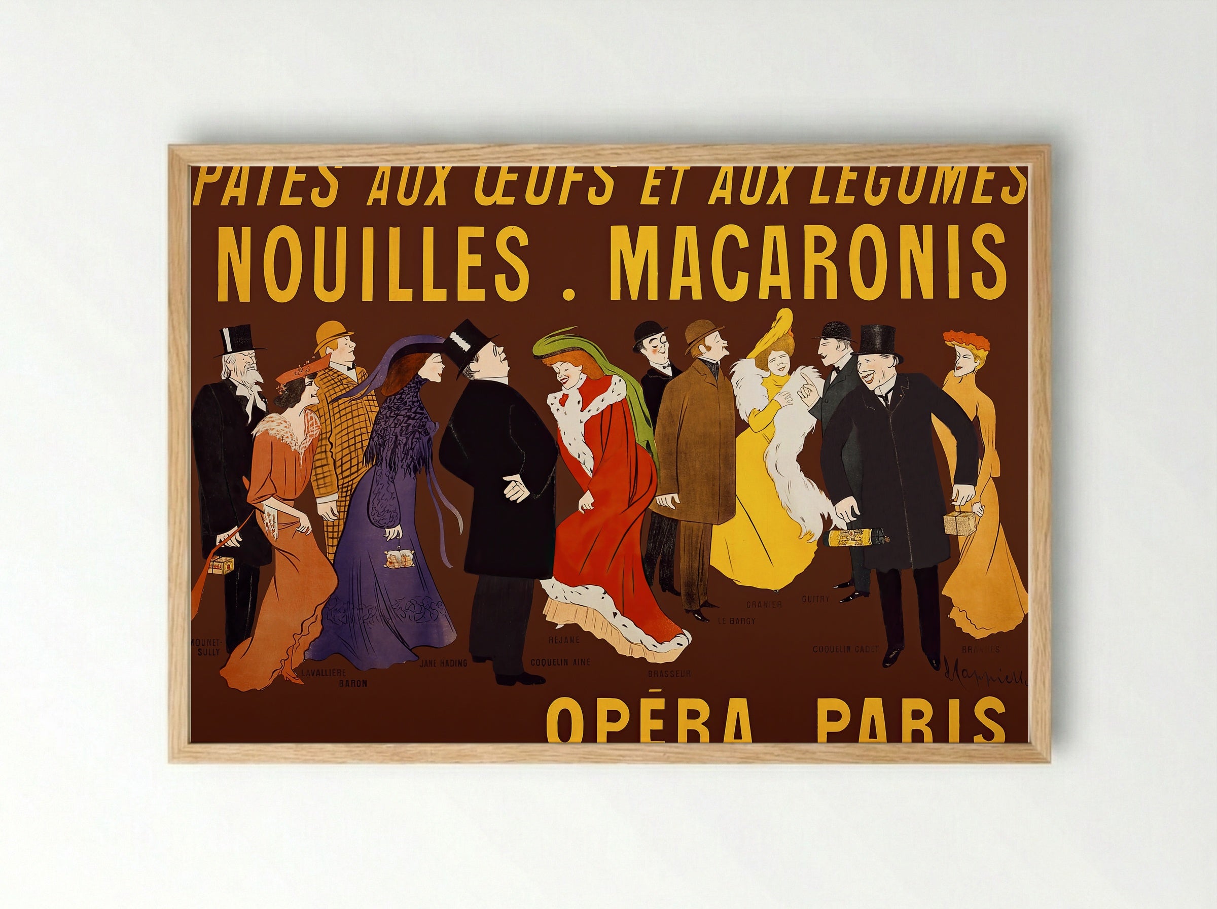Célébrités tenant des paquets de pâtes (Opera, Paris) - Leonetto Cappiello - Framed Print Wood