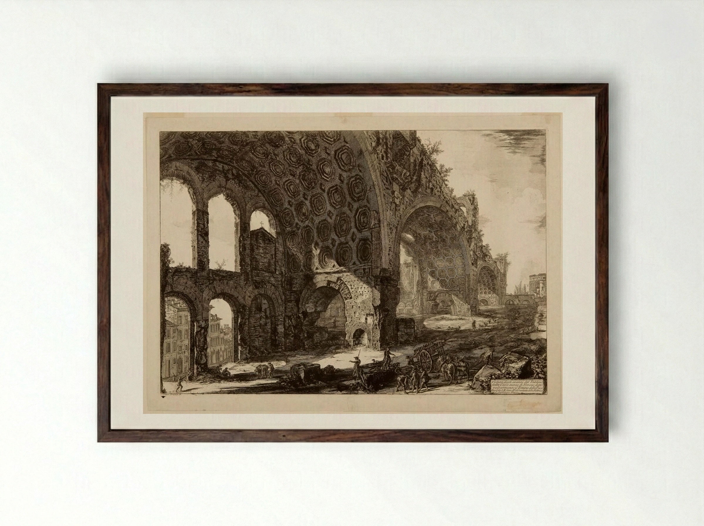 The Basilica of Constantine, with a Street Seen through Arches on the Left - Giovanni Battista Piranesi - Framed Print Dark Wood