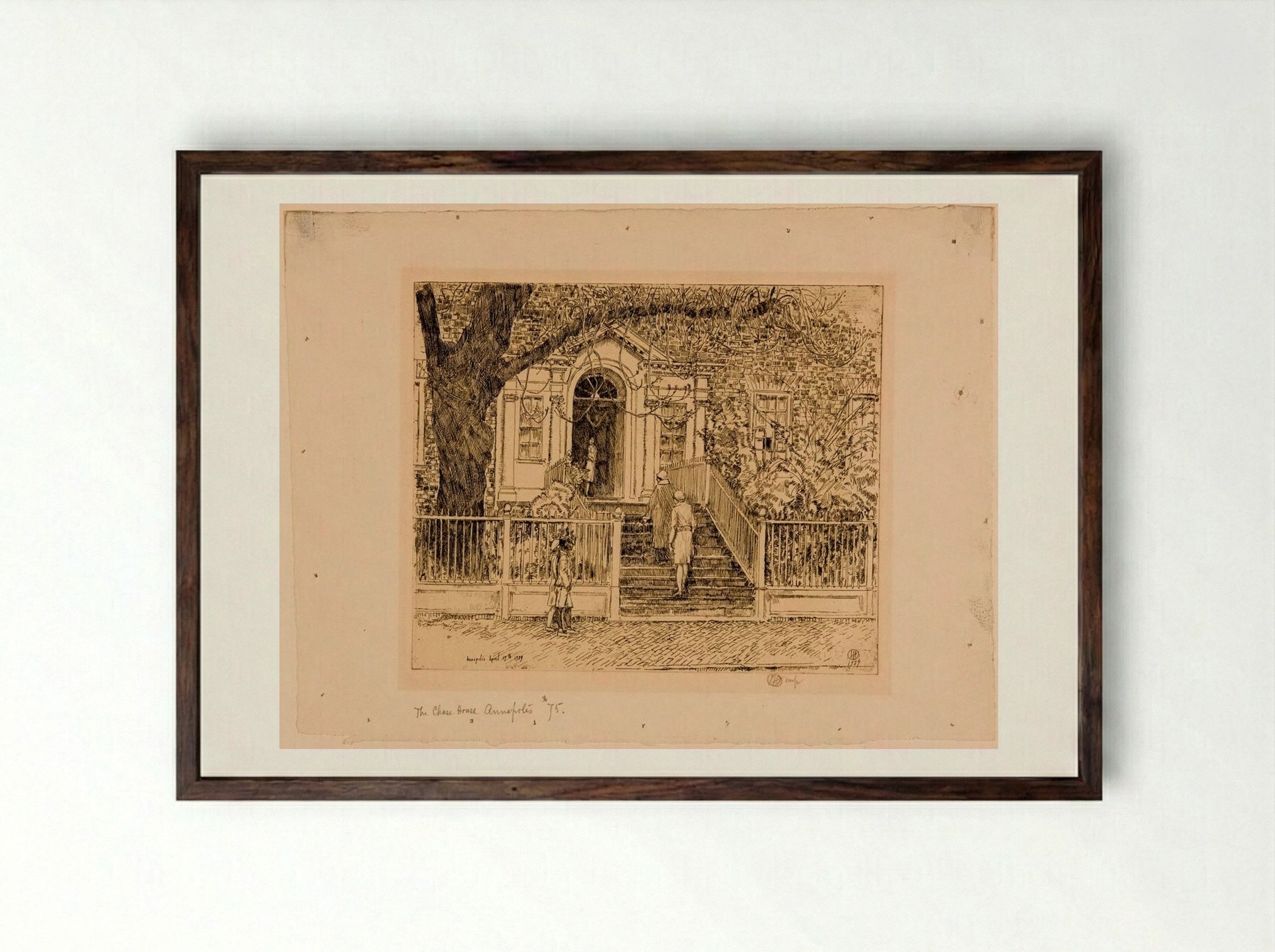 The Chase House, Annapolis - Childe Hassam - Framed Print Dark Wood
