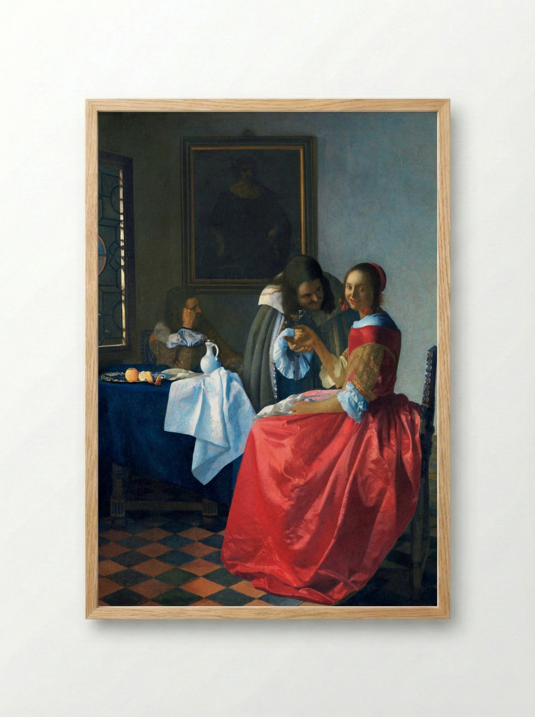 The Girl with a Wineglass - Johannes Vermeer - Framed Print Wood