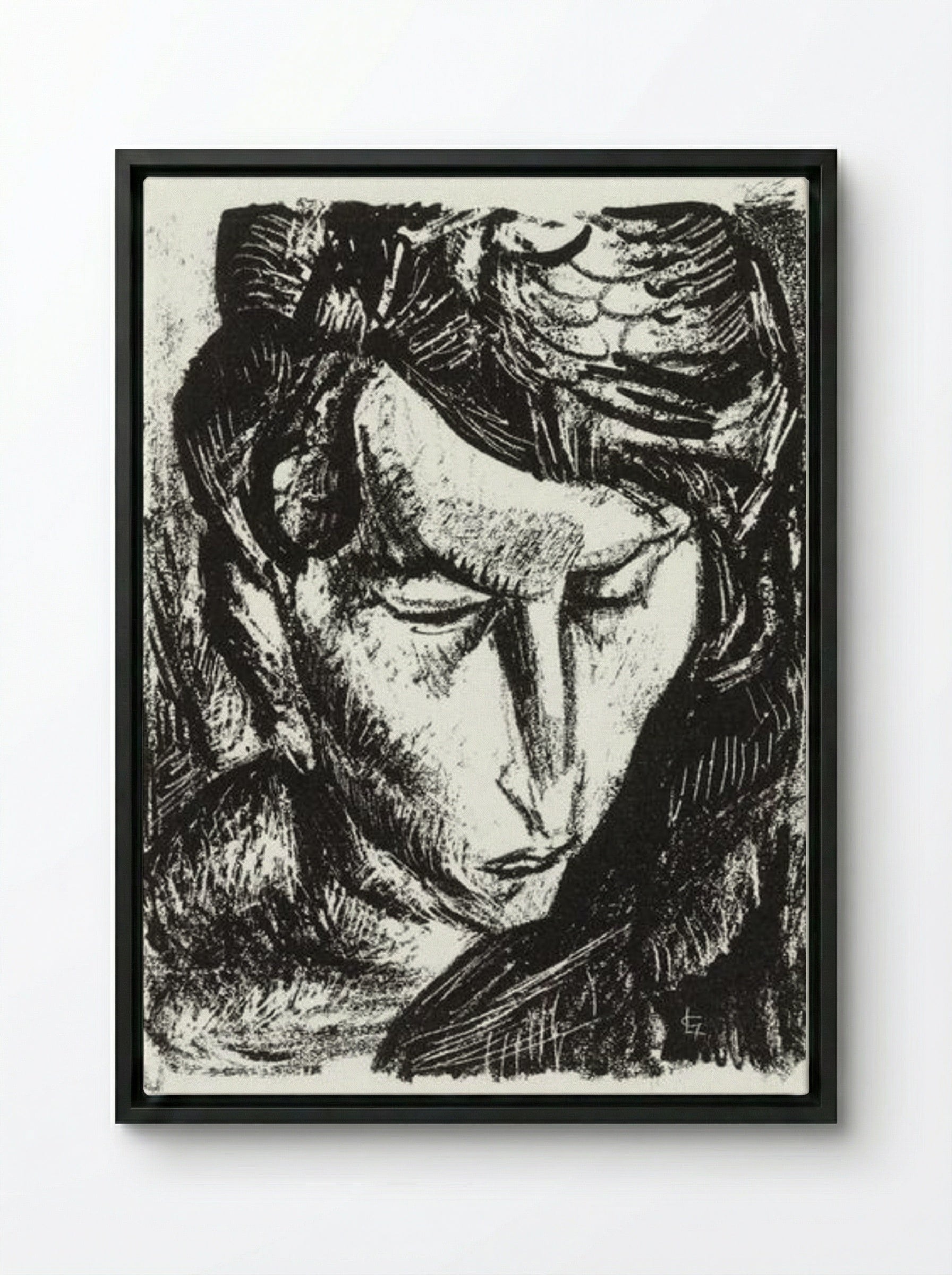 Portrait of an Unknown Woman - Leo Gestel - Framed Canvas Black