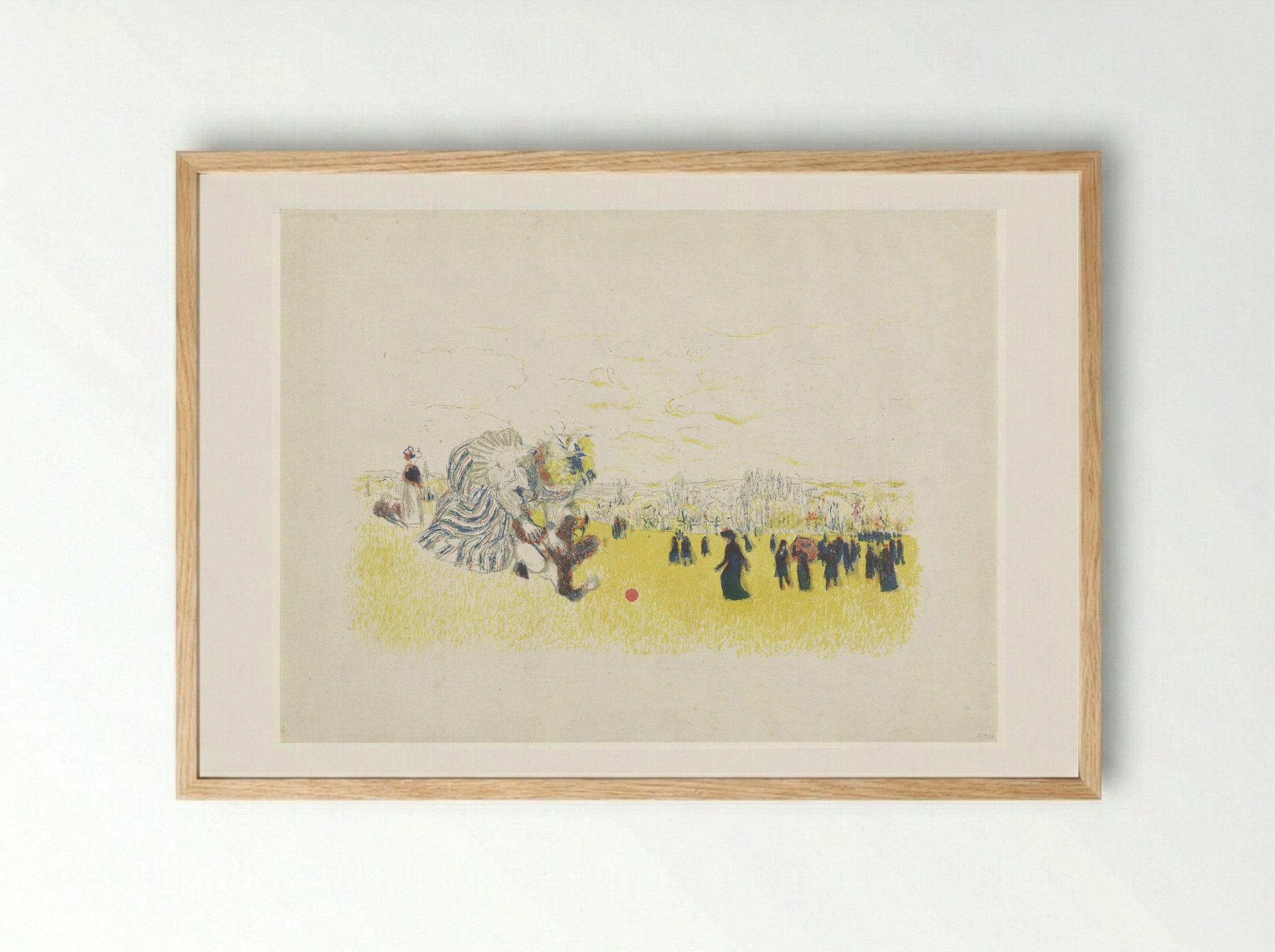 Vrouw en spelend kind in park met wandelaars - Édouard Vuillard - Framed Print Wood