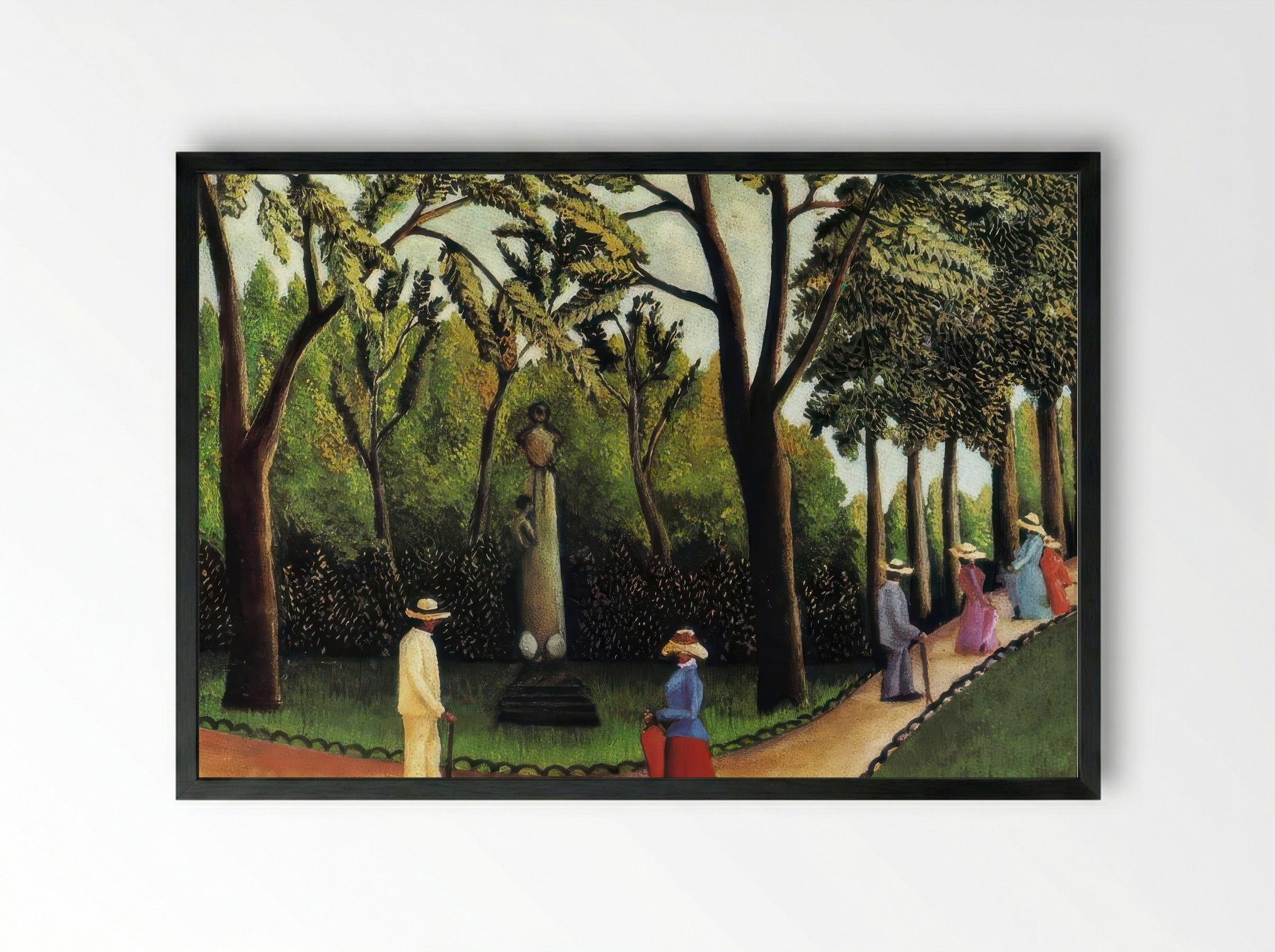 The Monument to Chopin in the Luxembourg Gardens by Henri Rousseau – Naïve Art Paris Park Scene Print - Framed Print Black