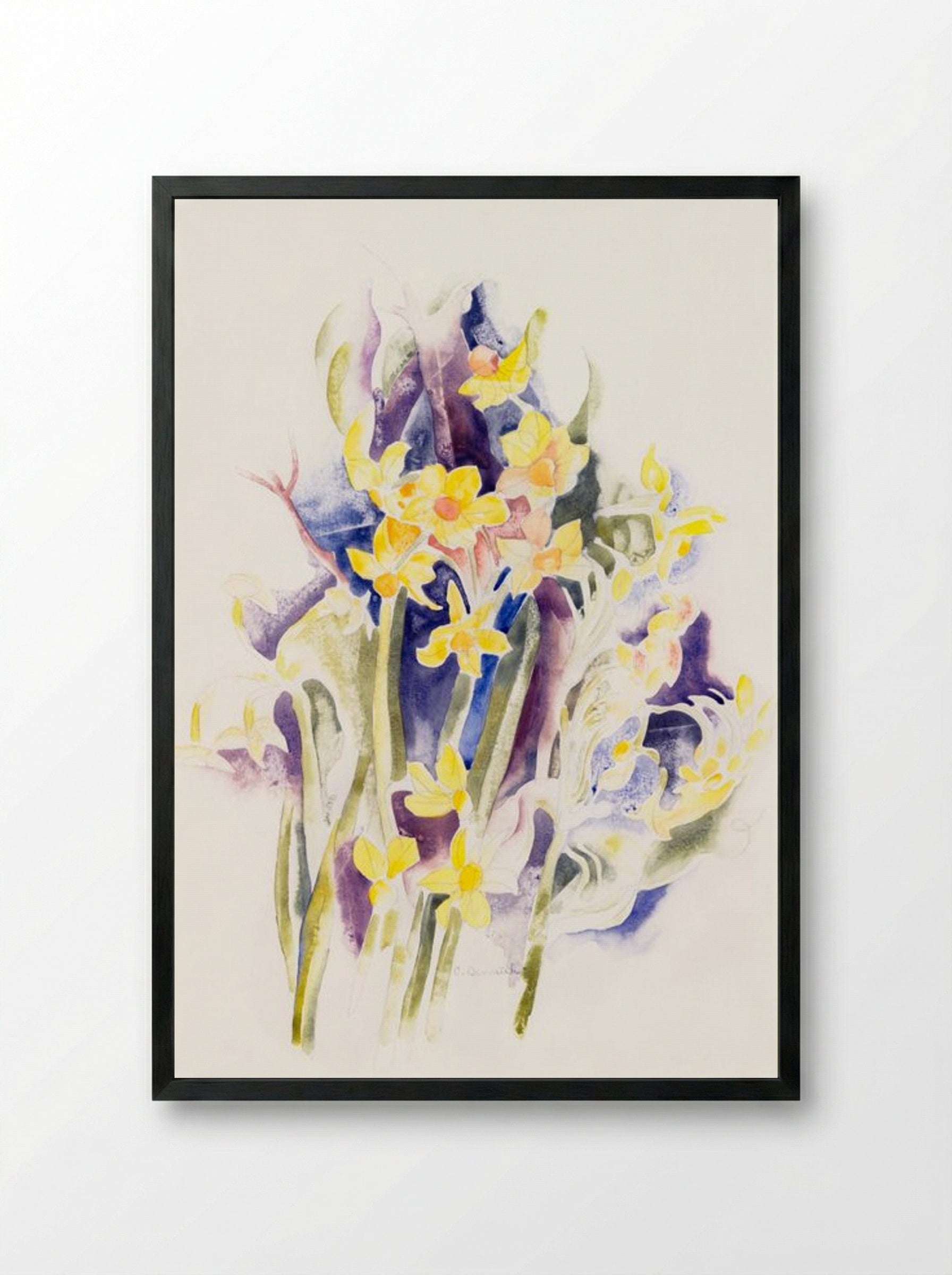 Small Daffodils - Charles Demuth - Framed Print Black