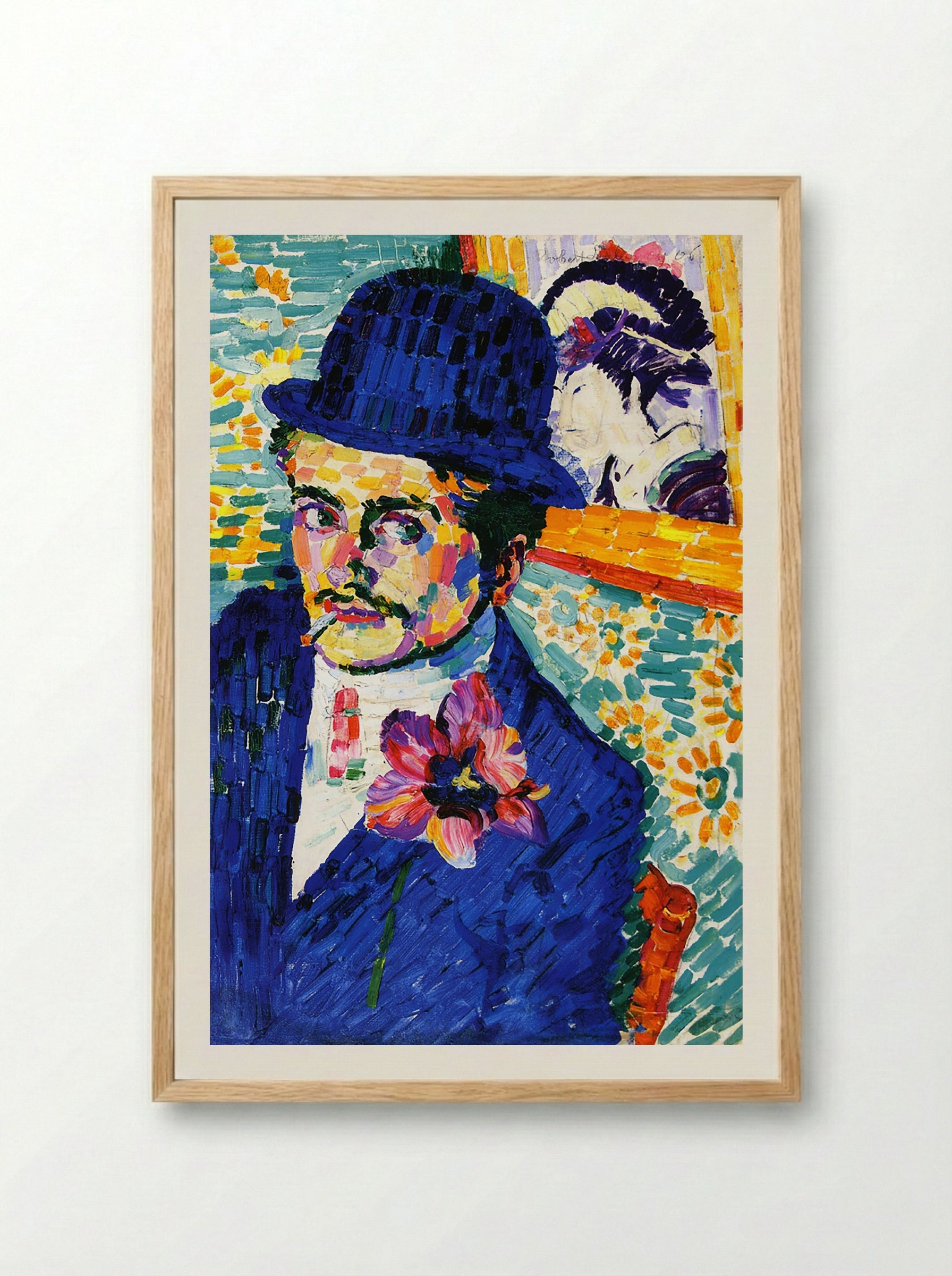 Man with a Tulip (Portrait of Jean Metzinger) - Robert Delaunay - Framed Print Wood