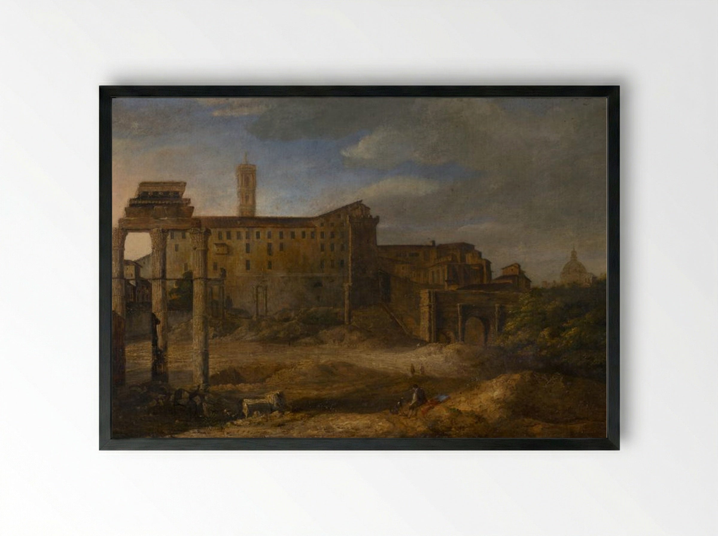 Roman Ruins with Figures - Giovanni Paolo Panini - Framed Print Black