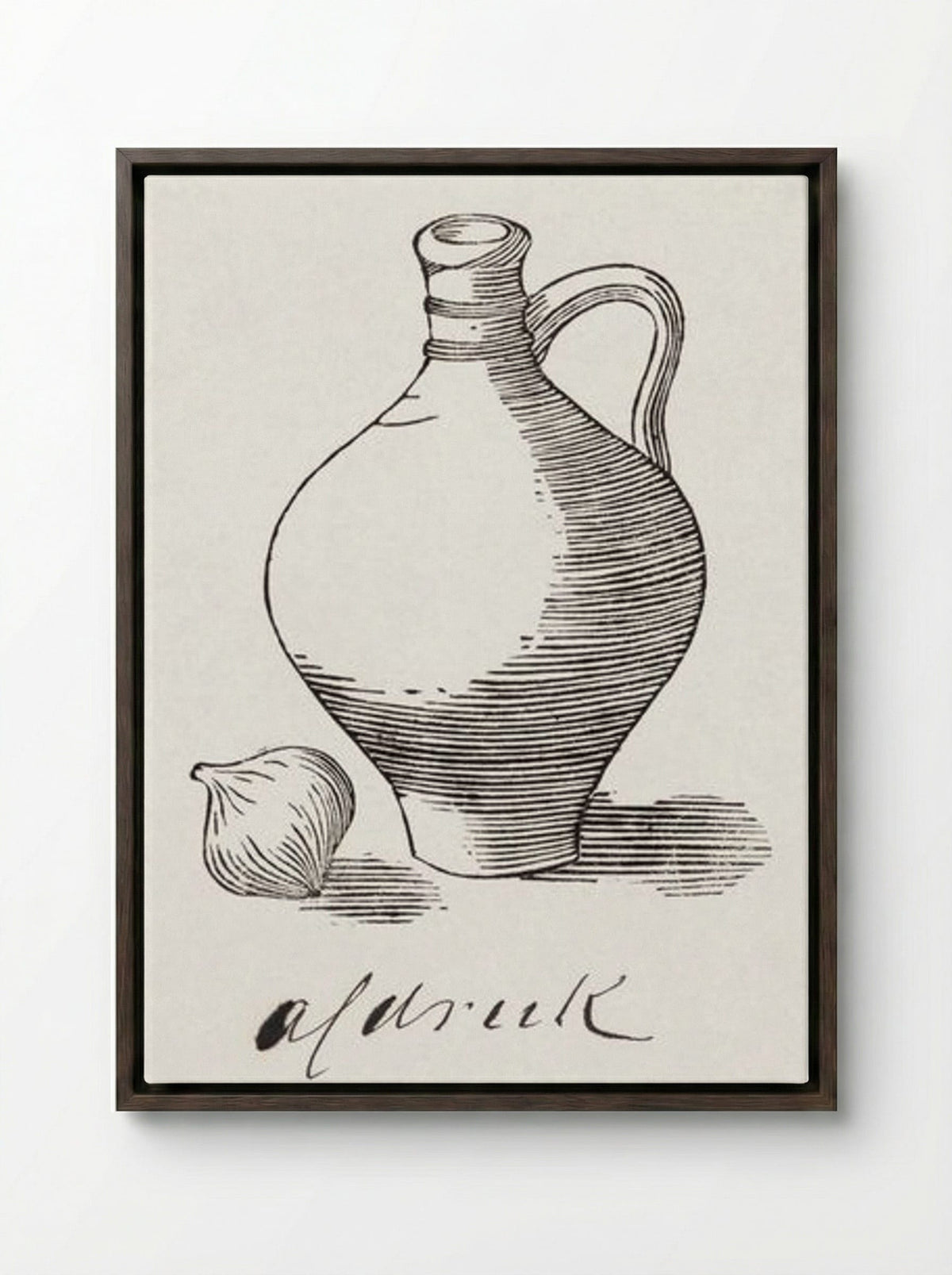 Still Life with Jug and Onion - Julie de Graag - Framed Canvas Dark Wood