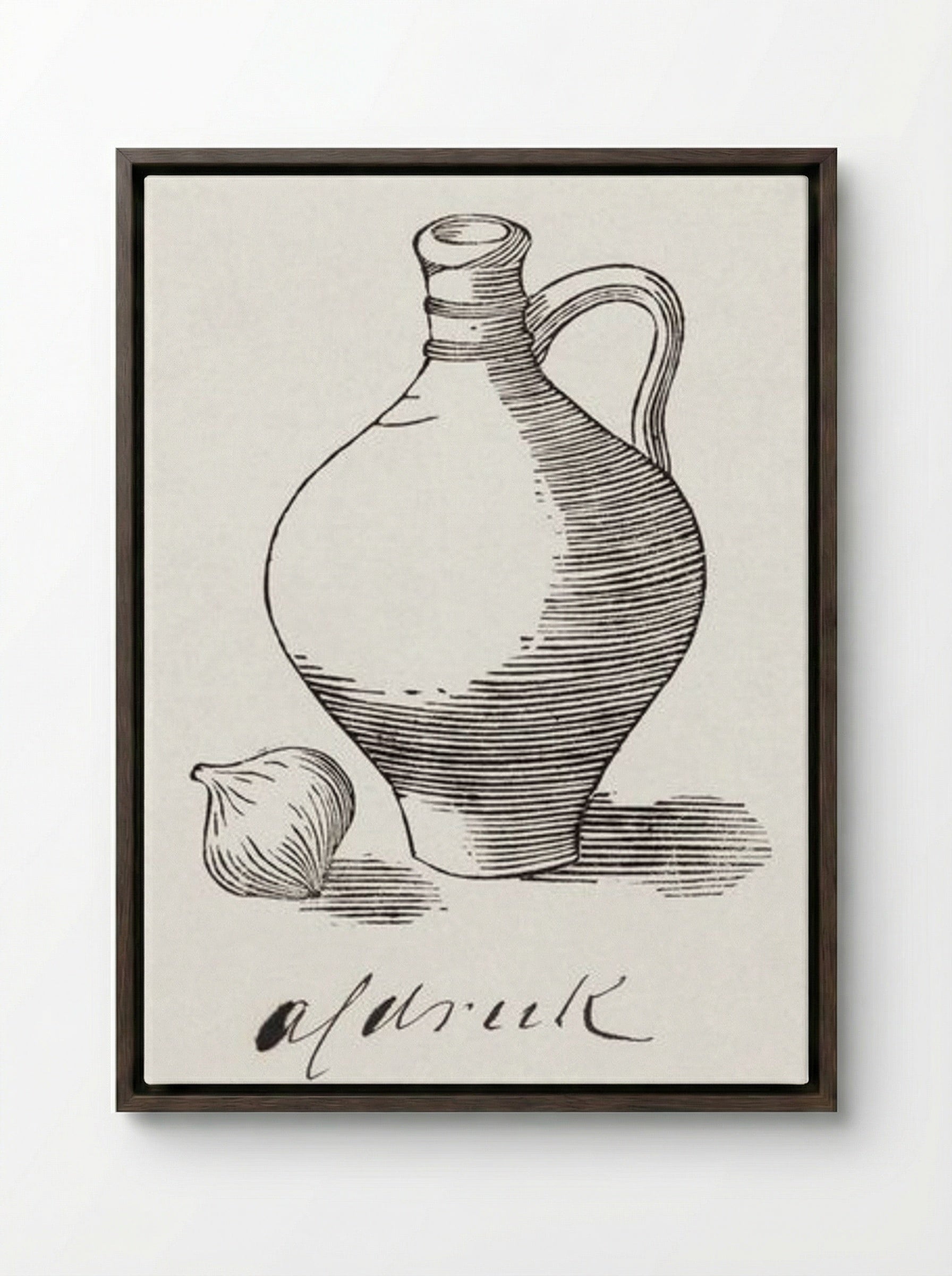 Still Life with Jug and Onion - Julie de Graag - Framed Canvas Dark Wood