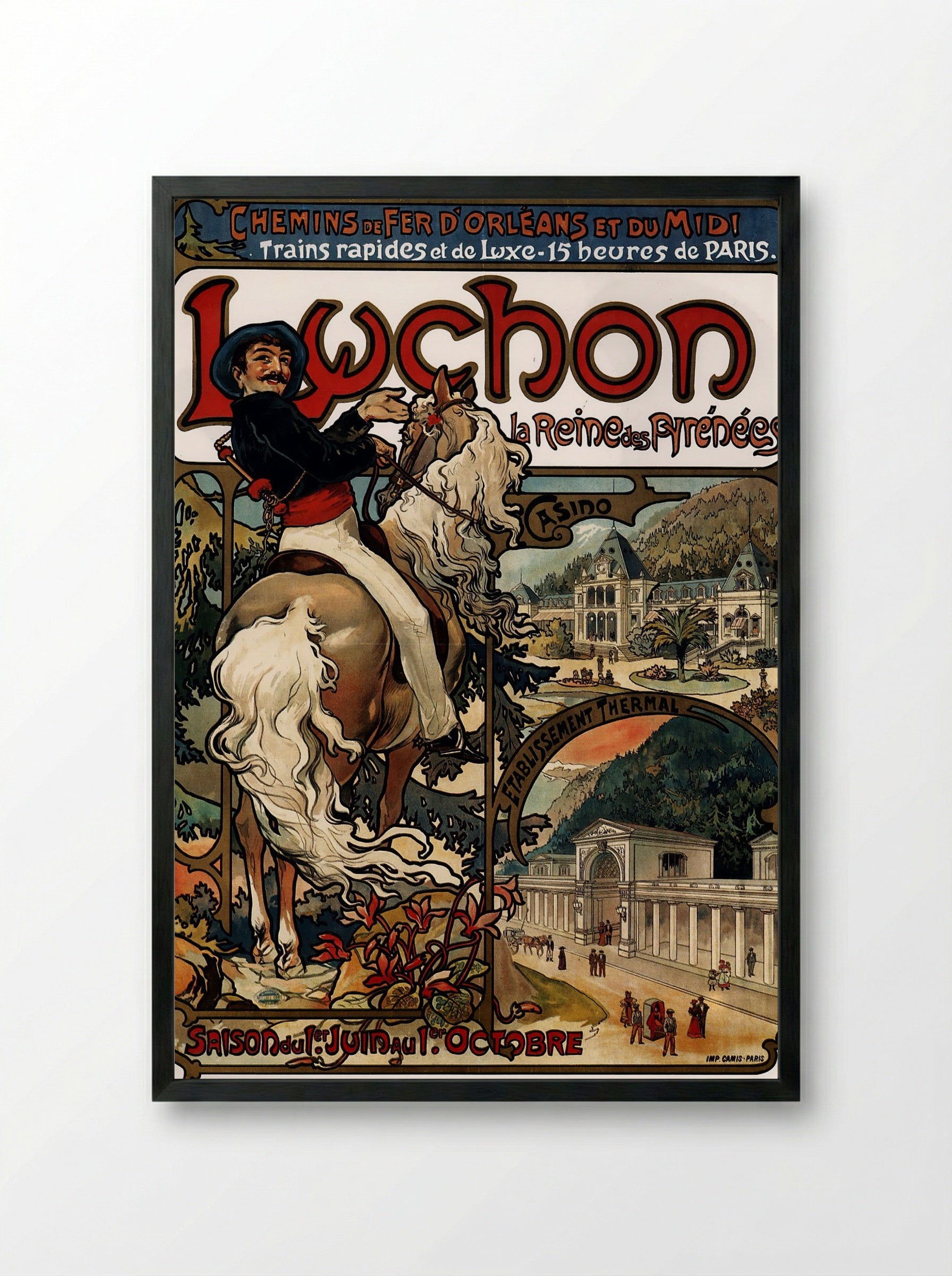 Luchon (Travel Poster) - Fine Art Print - Framed Print Black