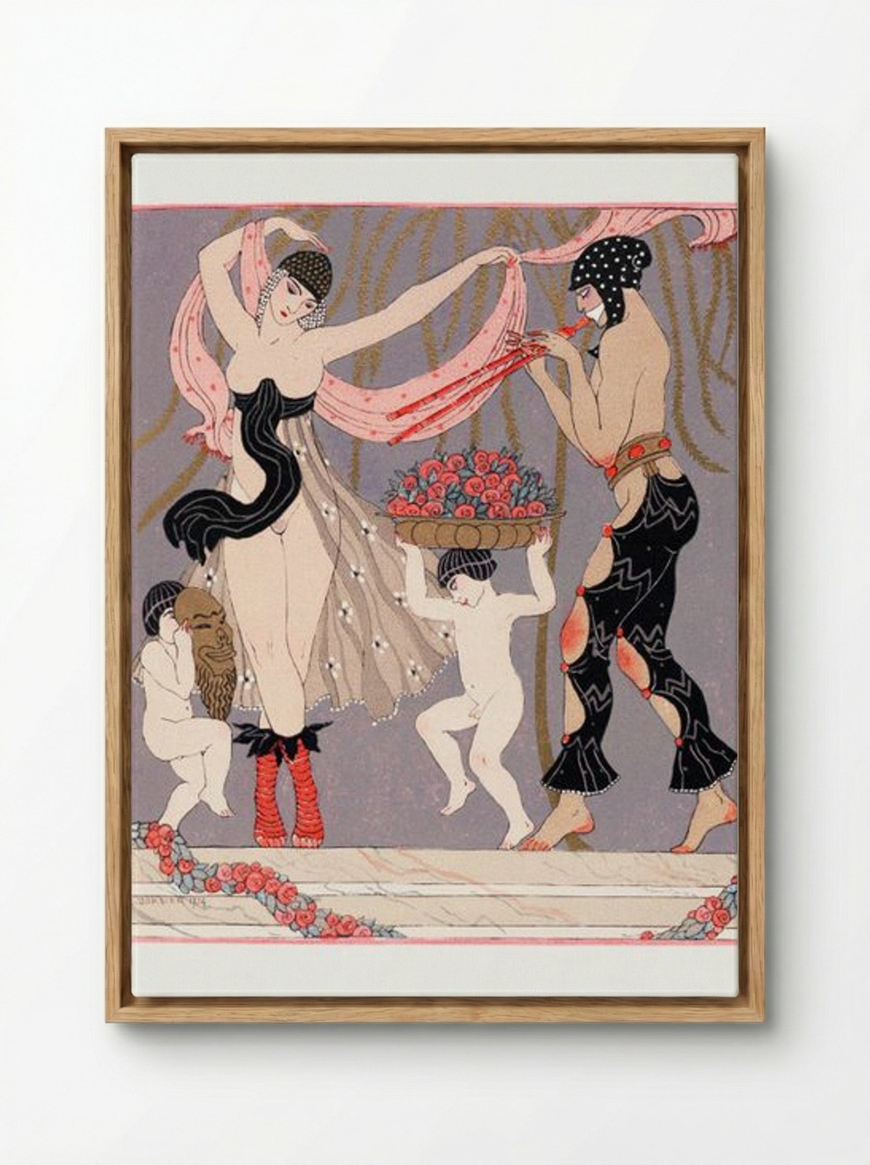 The Dance of the Flowers - George Barbier - Framed Canvas Wood