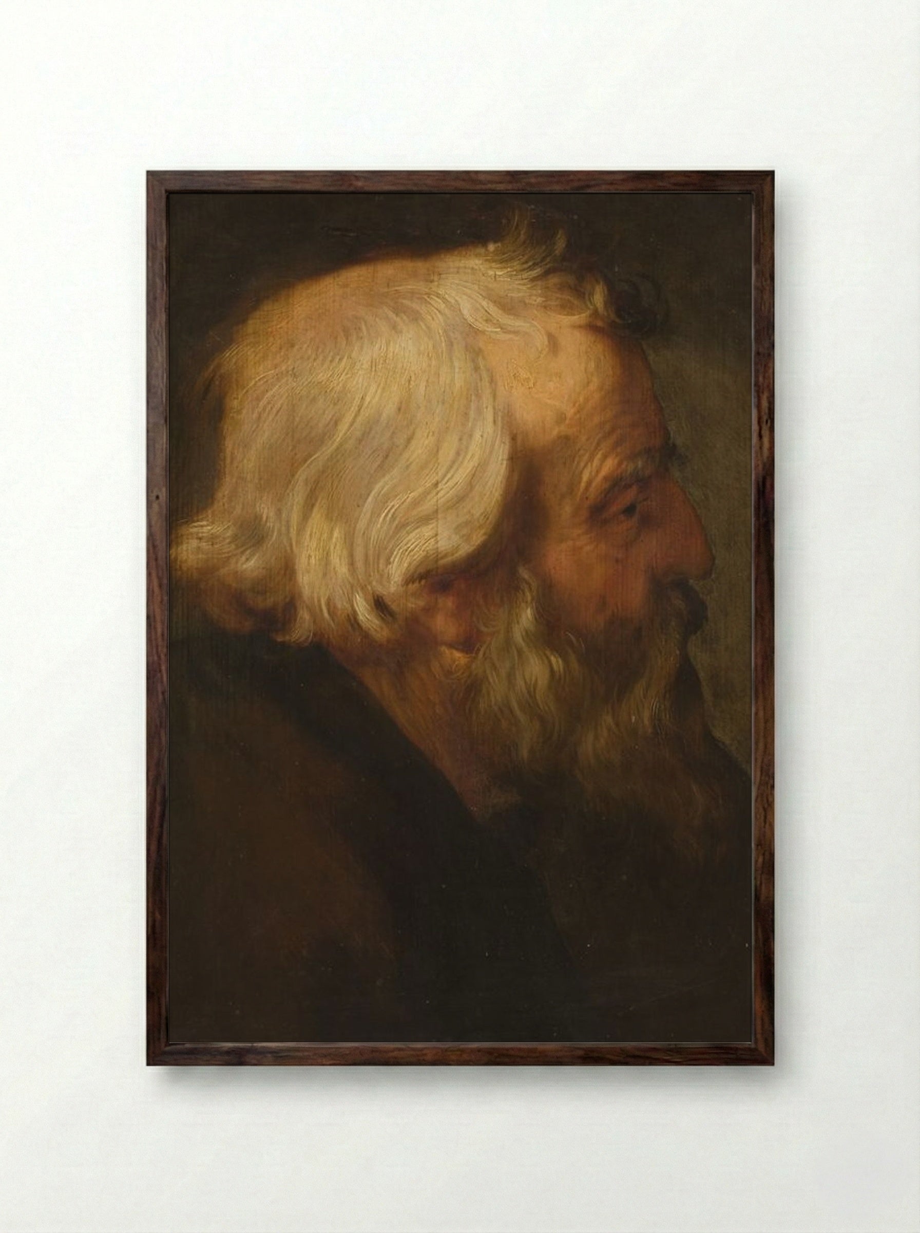 Head of Saint Peter - Peter Paul Rubens - Framed Print Dark Wood