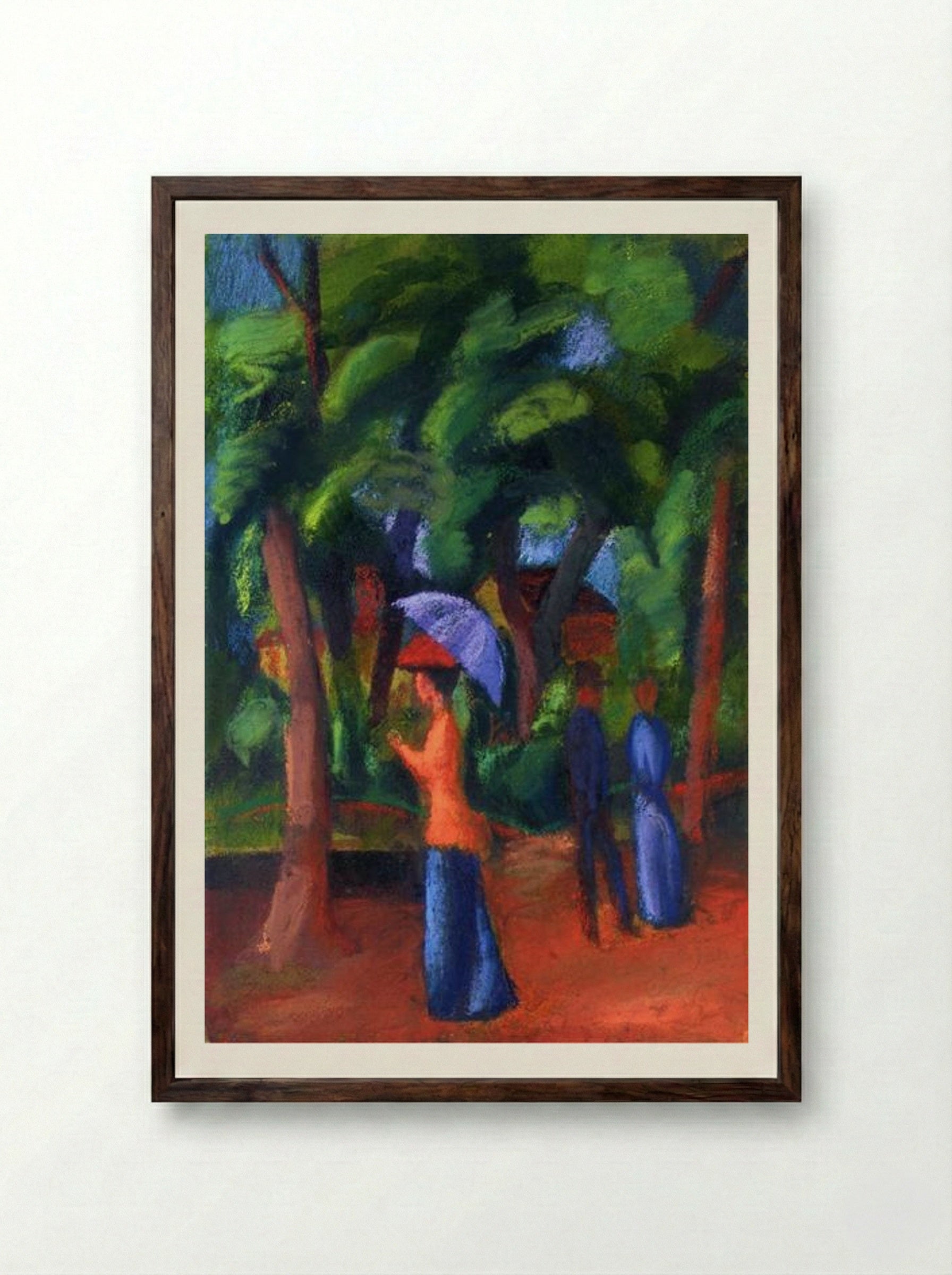 Walking in the Park - August Macke - Framed Print Dark Wood