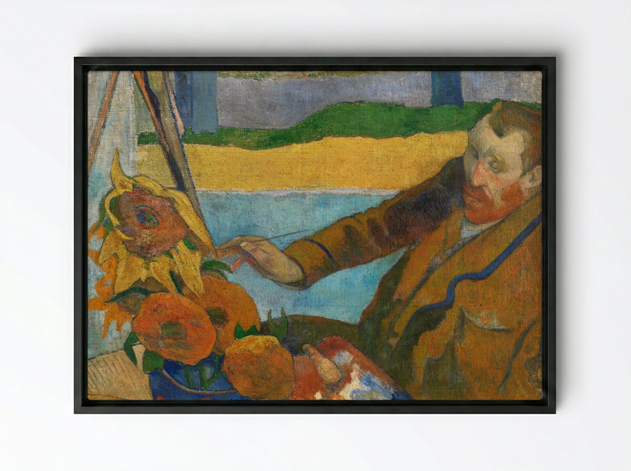 The Painter of Sunflowers: Portrait of Vincent van Gogh - Paul Gauguin - Framed Canvas Black