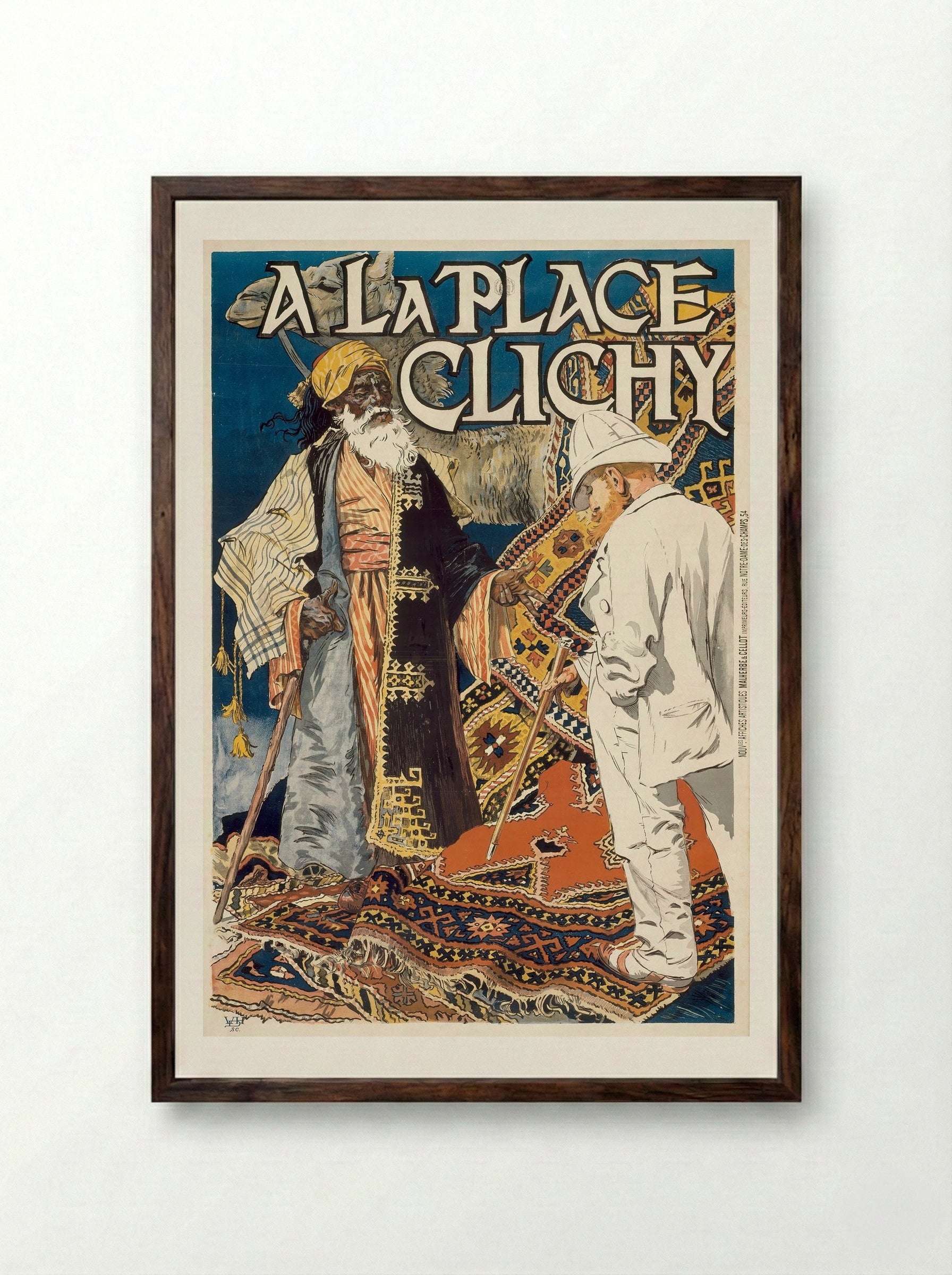 A la Place Clichy - Eugène Samuel Grasset - Framed Print Dark Wood