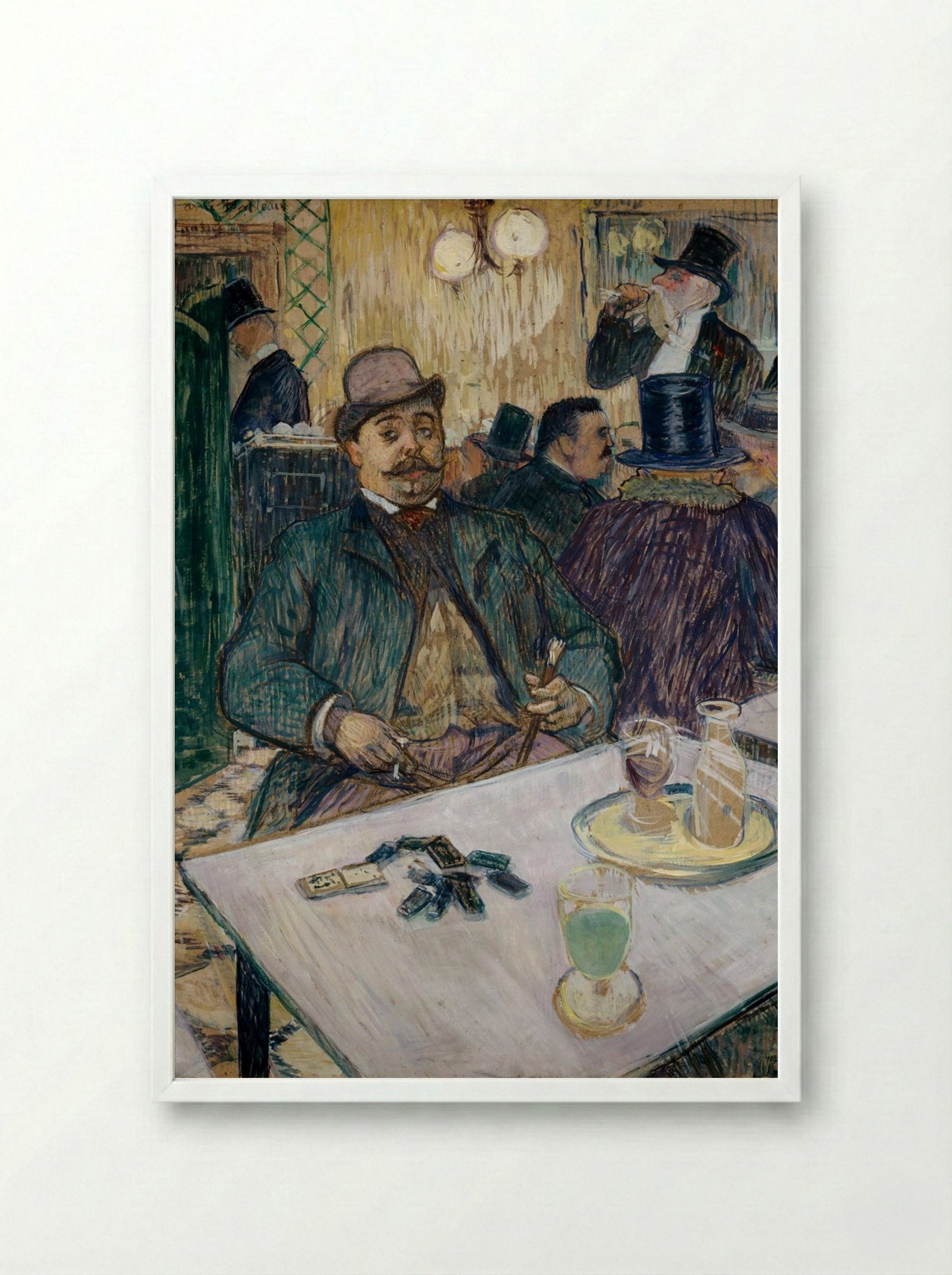 Monsieur Boileau at the Café - Henri de Toulouse-Lautrec - Framed Print White