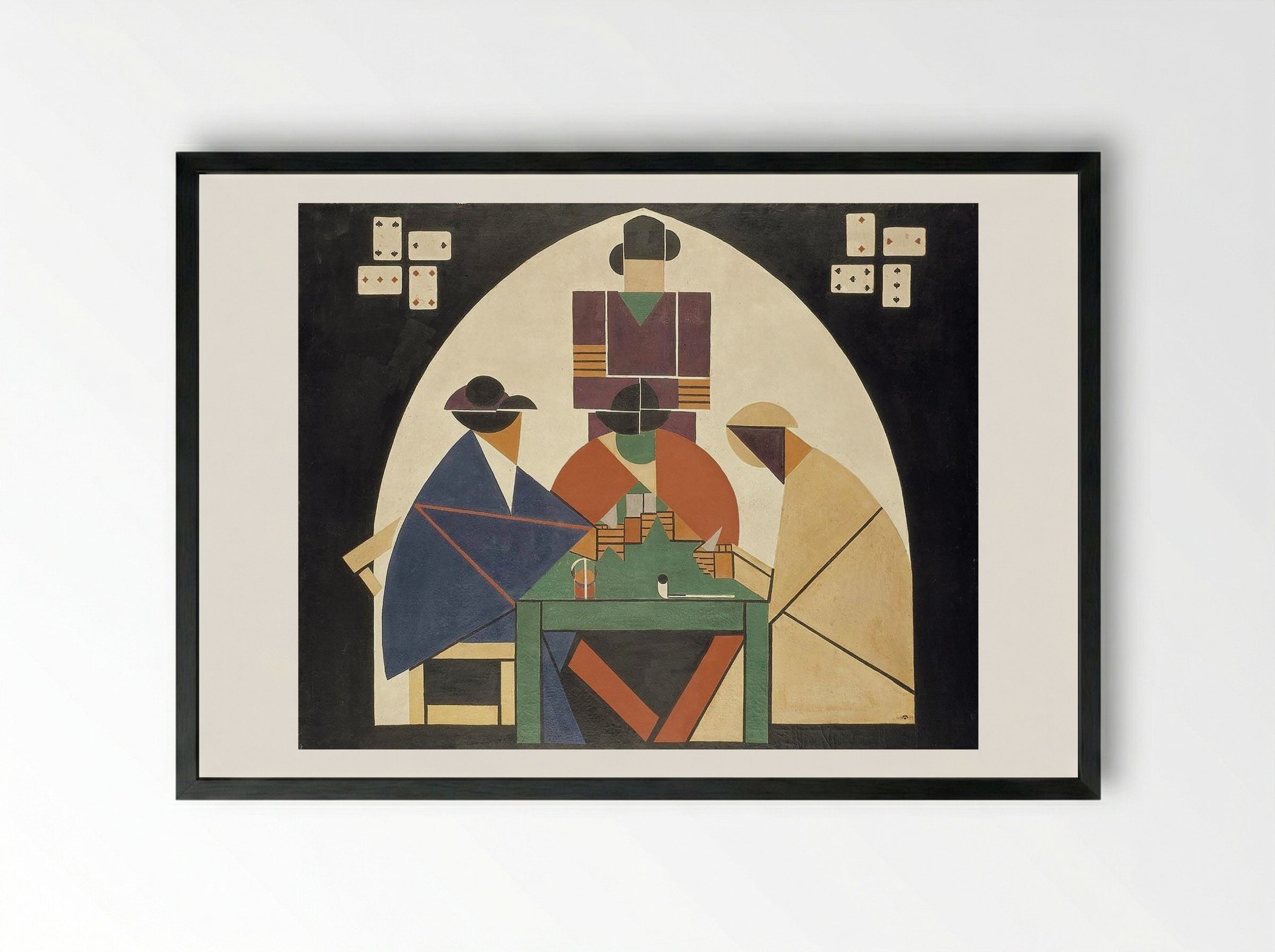 The Card Players - Carlo Carrà - Framed Print Black