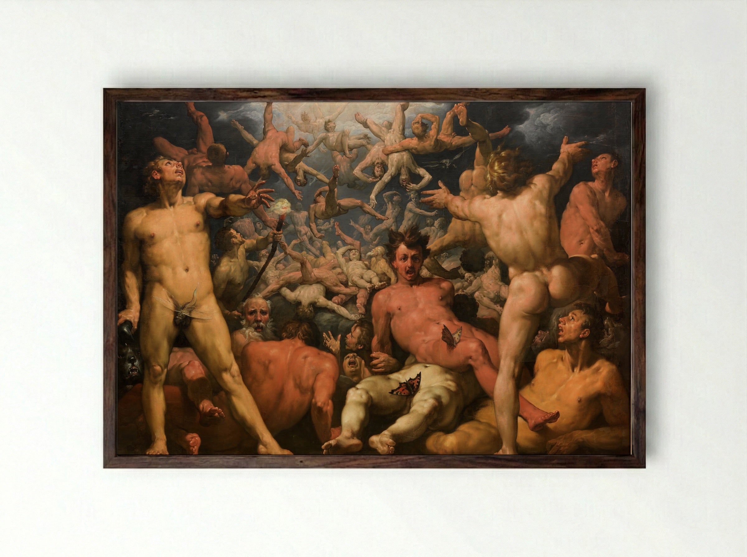 The Fall of the Titans - Cornelis Cornelisz. van Haarlem - Framed Print Dark Wood