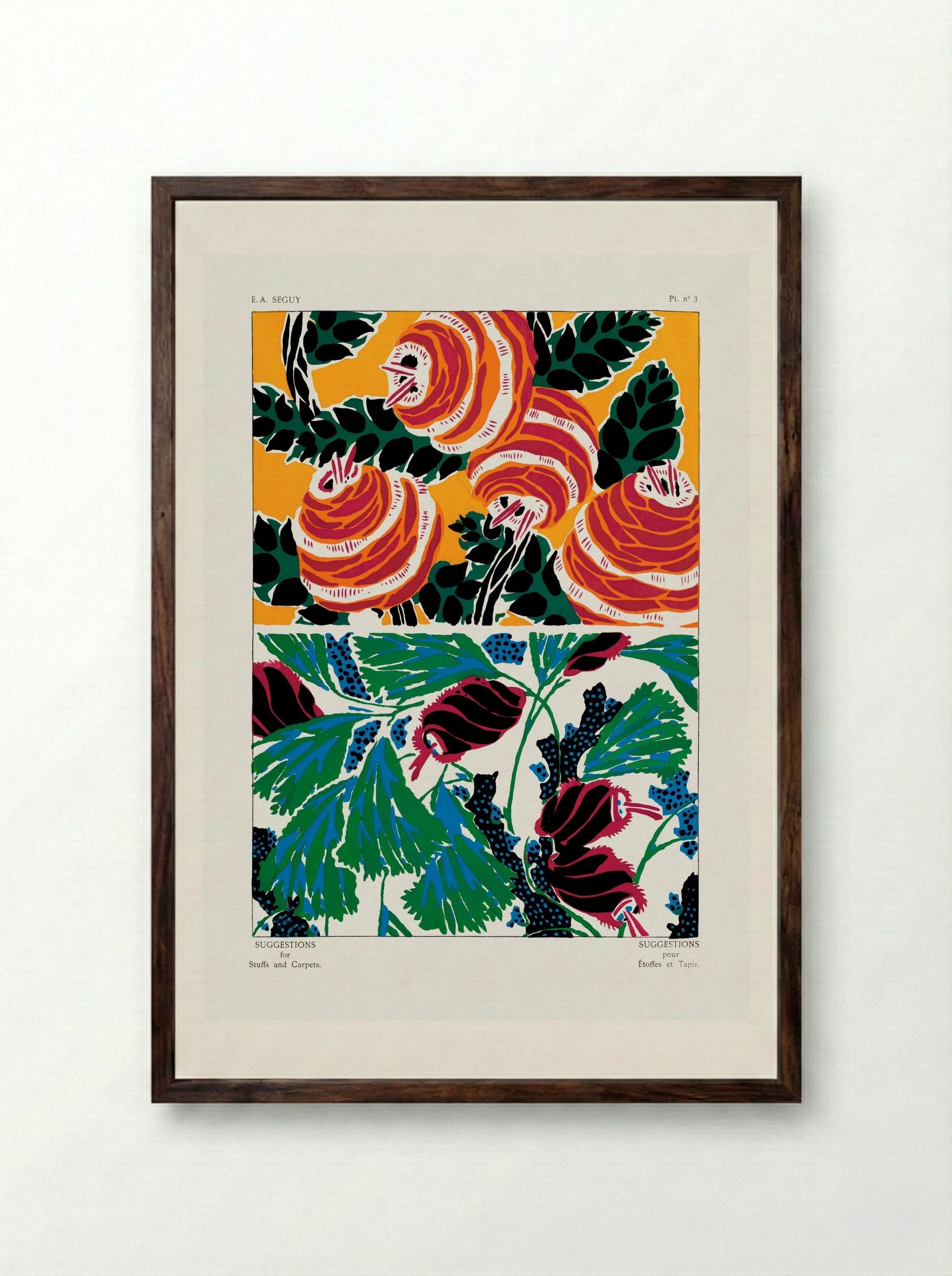 Suggestions pour Étoffes et Tapis, Plate No. 3 - Émile-Allain Séguy - Framed Print Dark Wood