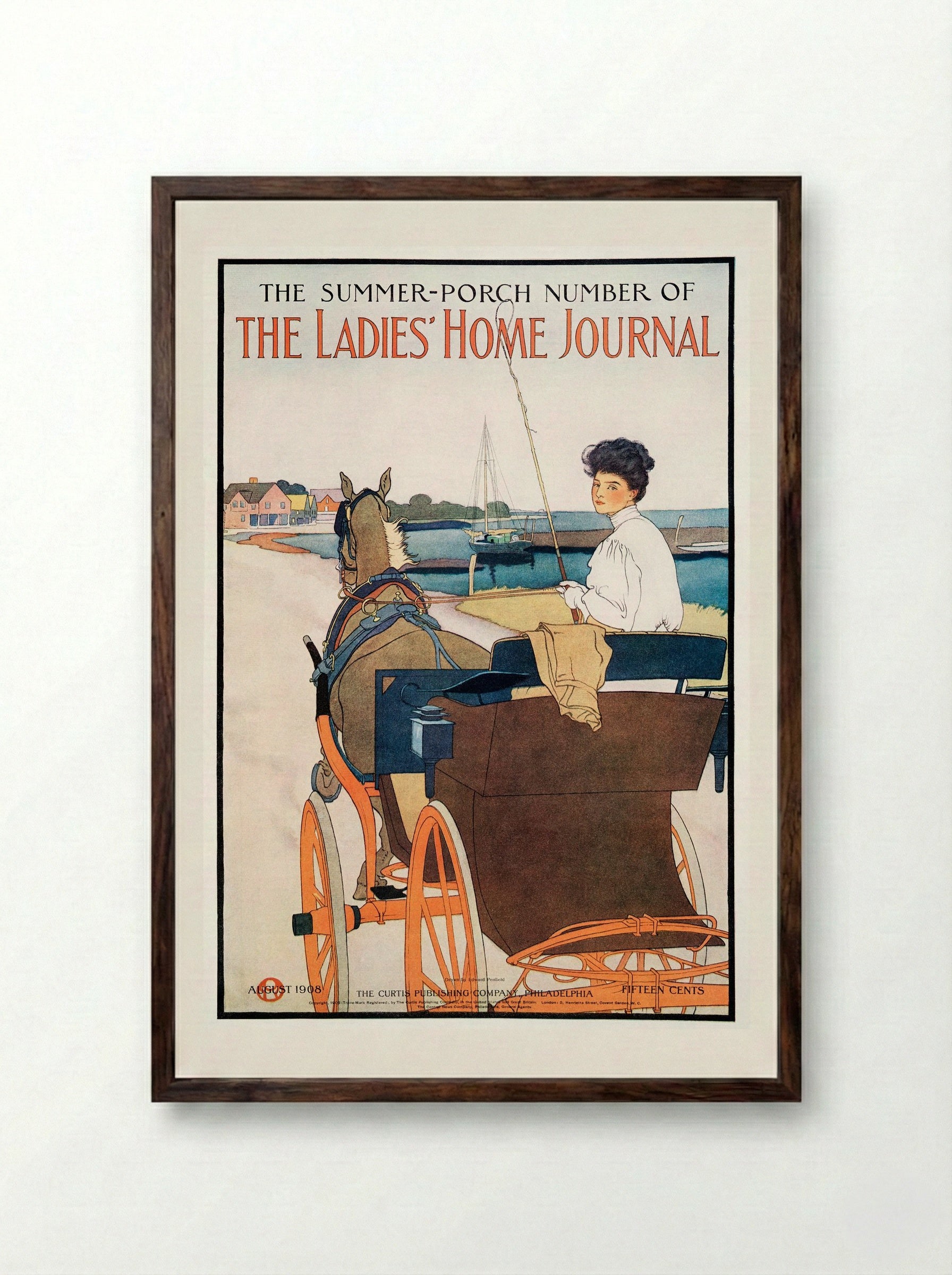 The Summer-Porch Number of The Ladies' Home Journal - Edward Penfield - Framed Print Dark Wood