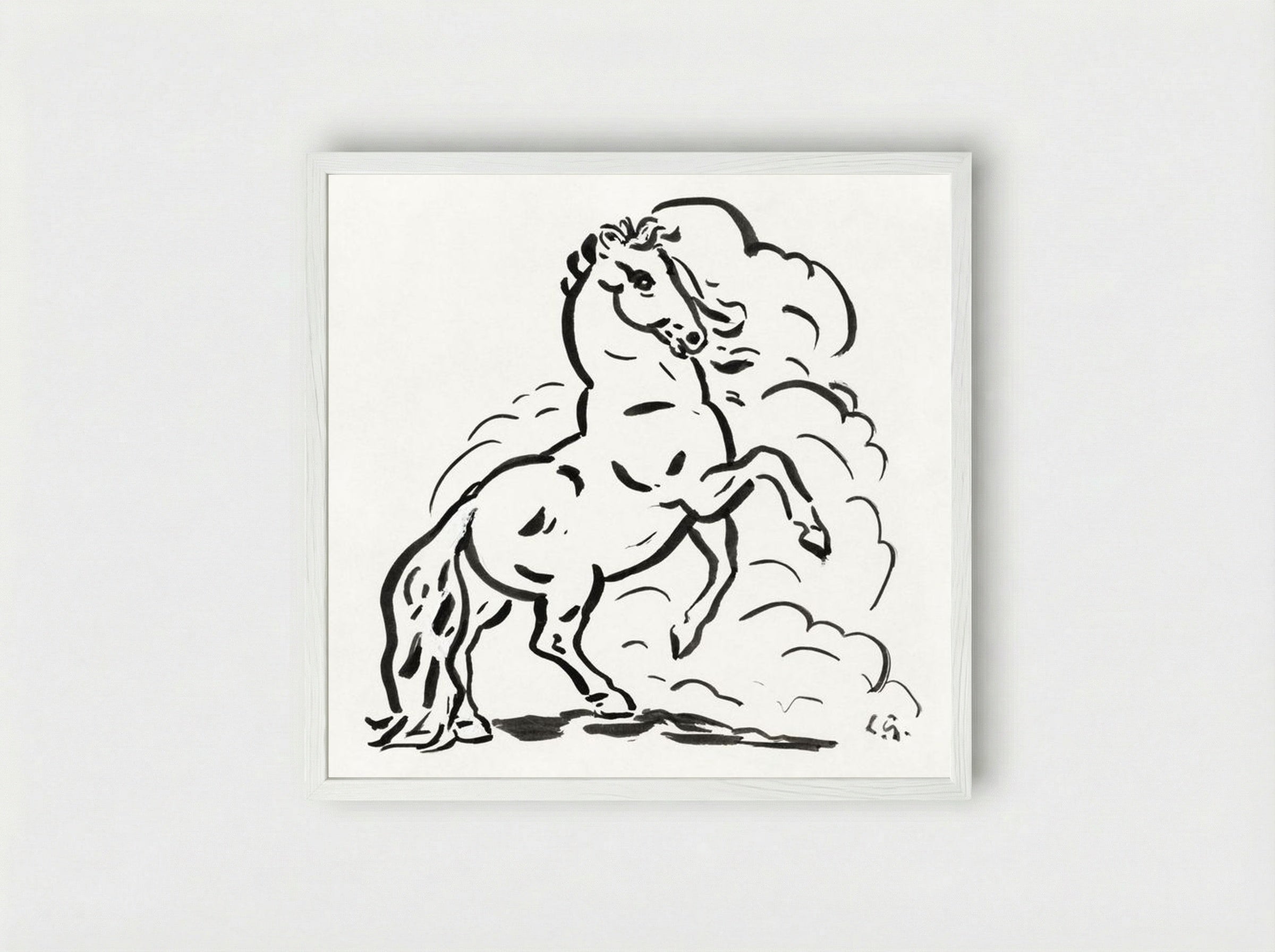 Rearing Horse - Leo Gestel - Framed Print White
