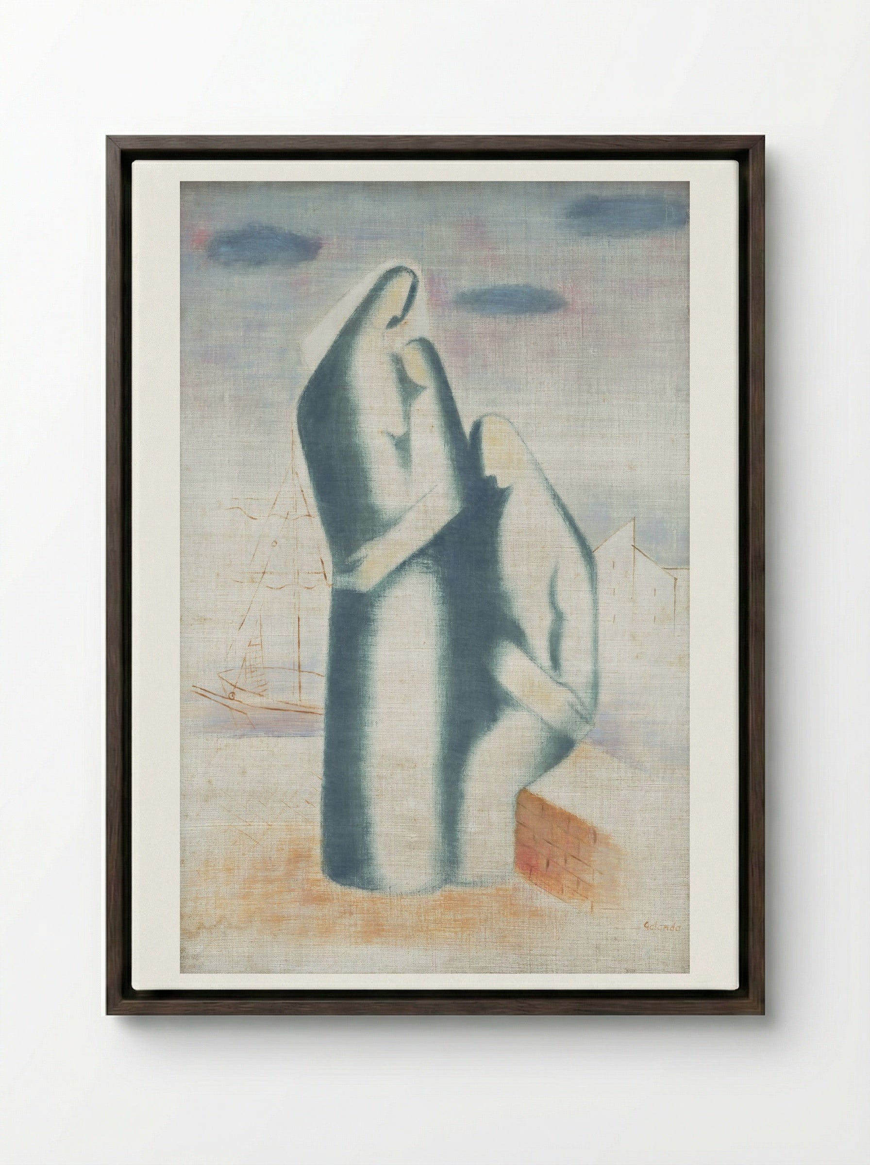 Poor Family - Mikuláš Galanda - Framed Canvas Dark Wood
