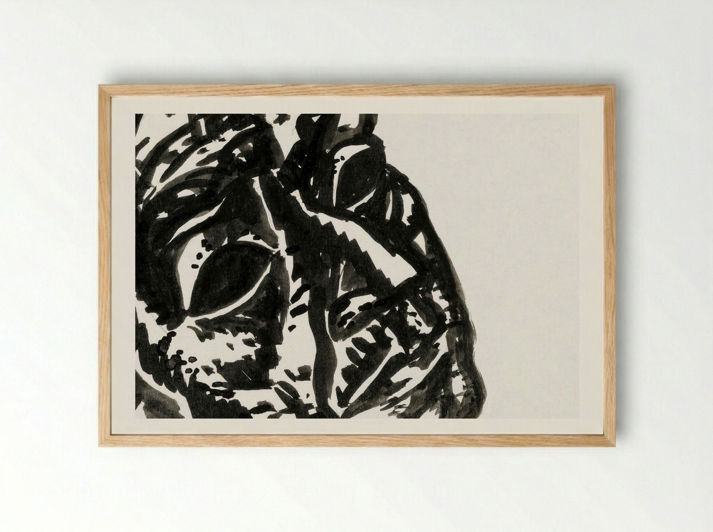 Head of a Man Looking Obliquely to the Top Right - Leo Gestel - Framed Print Wood