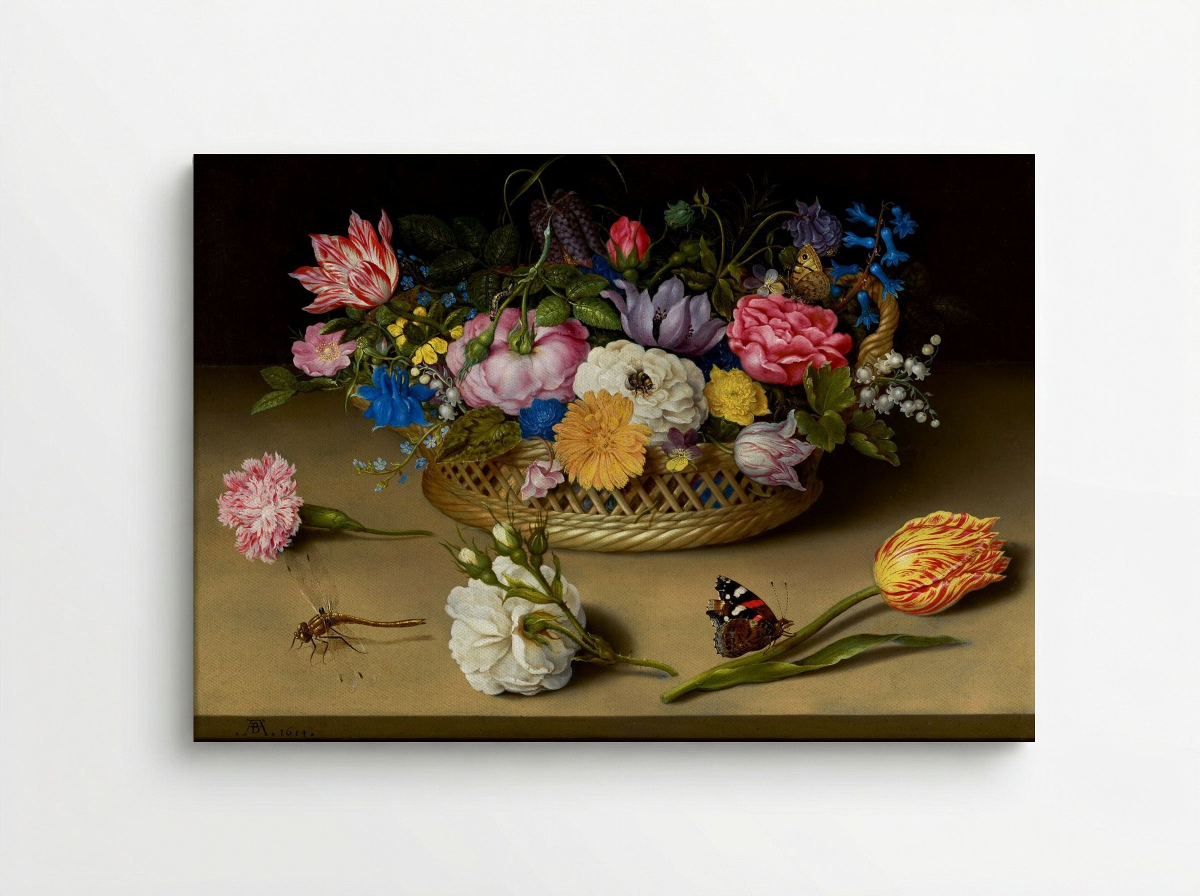 Flower Still Life in a Basket - Ambrosius Bosschaert the Elder - Canvas