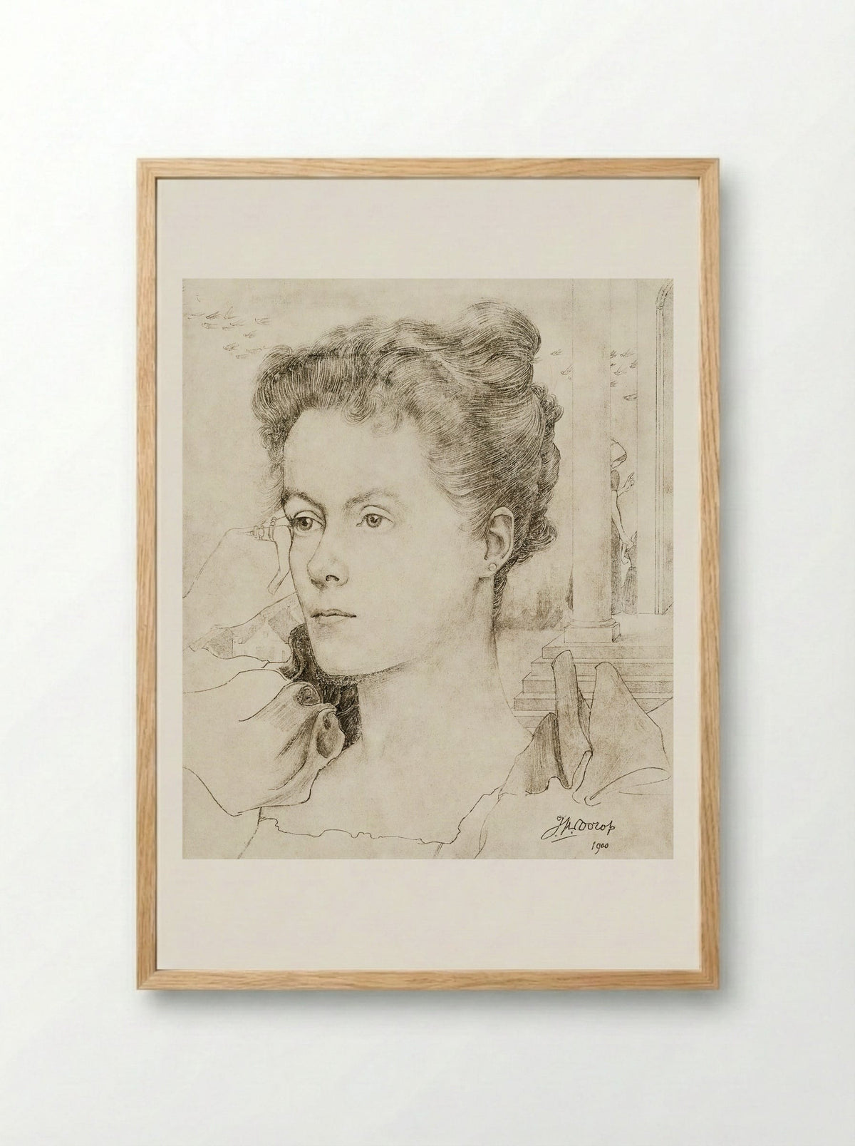 Portrait of Annie Hall or Janet Hall - Jan Toorop - Framed Print Wood