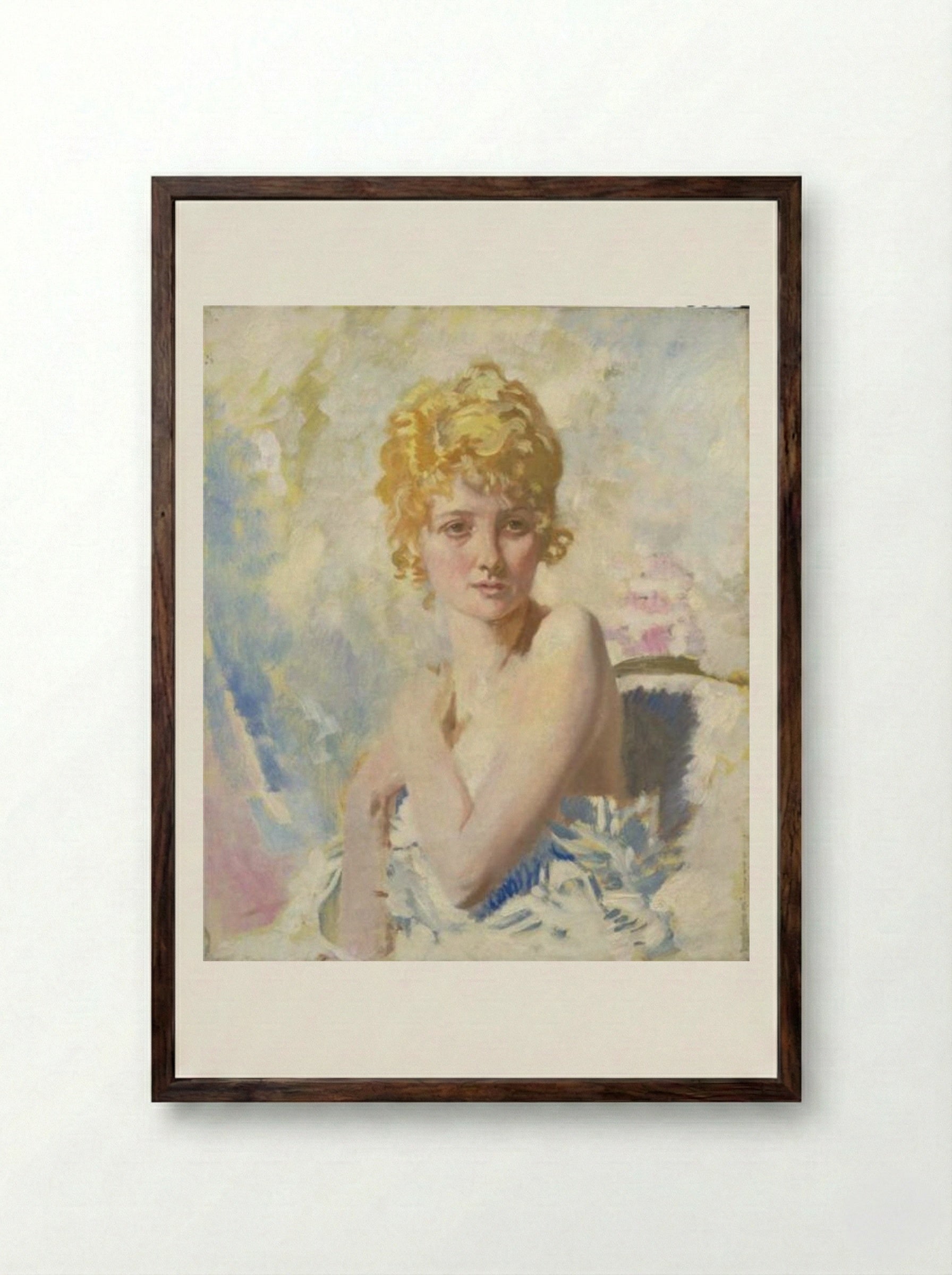 The Refugee (Yvonne Aubicq) - William Orpen - Framed Print Dark Wood