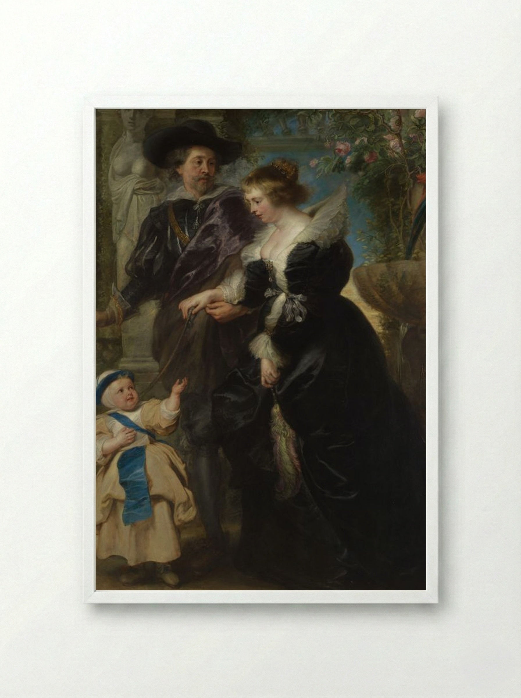 Helena Fourment and Their Son Frans - Peter Paul Rubens - Framed Print White