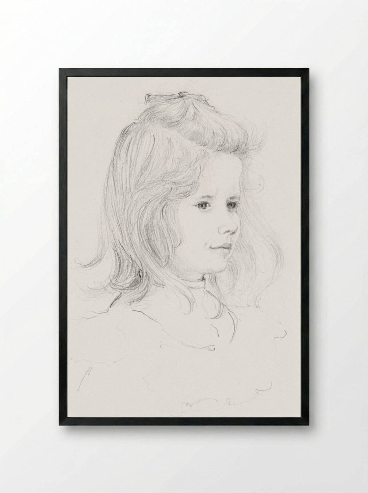 Portrait of a Girl (Sketch) - Julie de Graag - Framed Print Black
