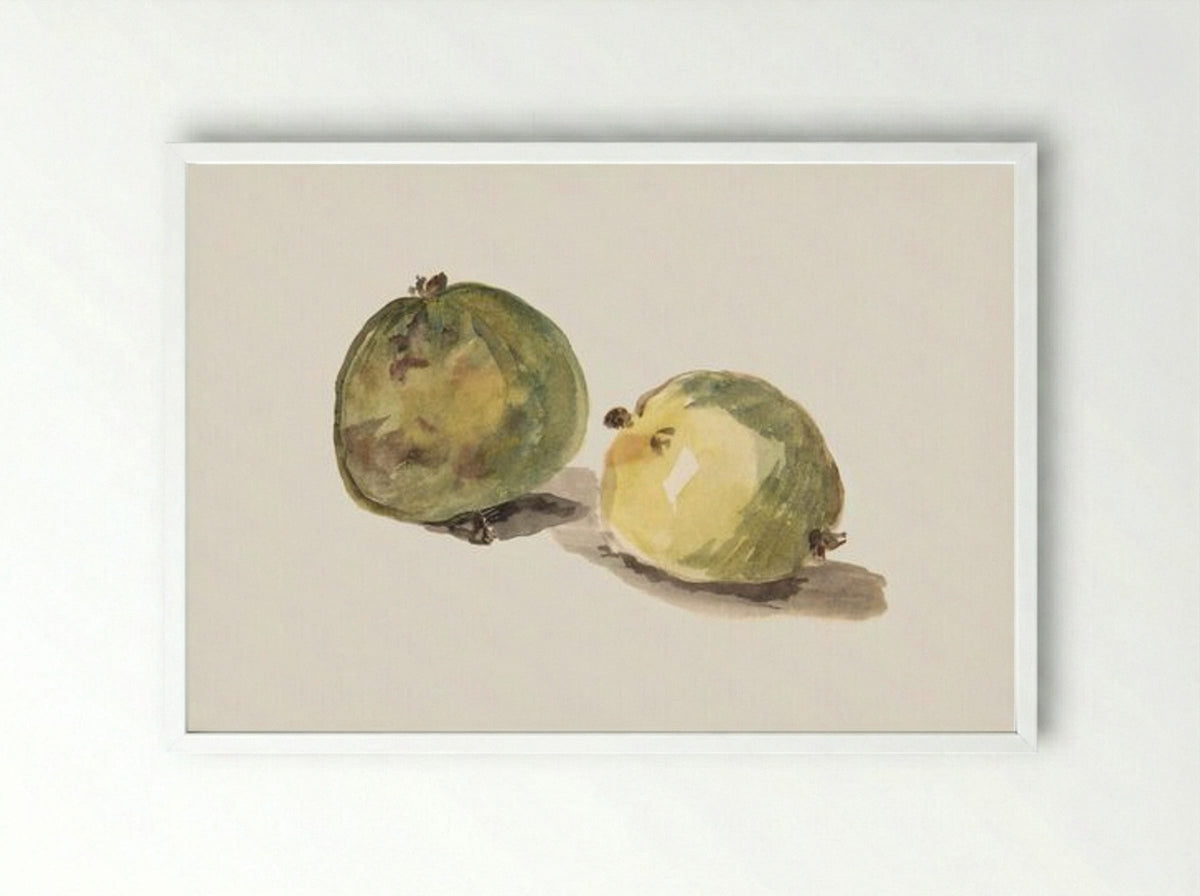 A Letter to Eugène Maus, Decorated with Two Apples - Édouard Manet - Framed Print White