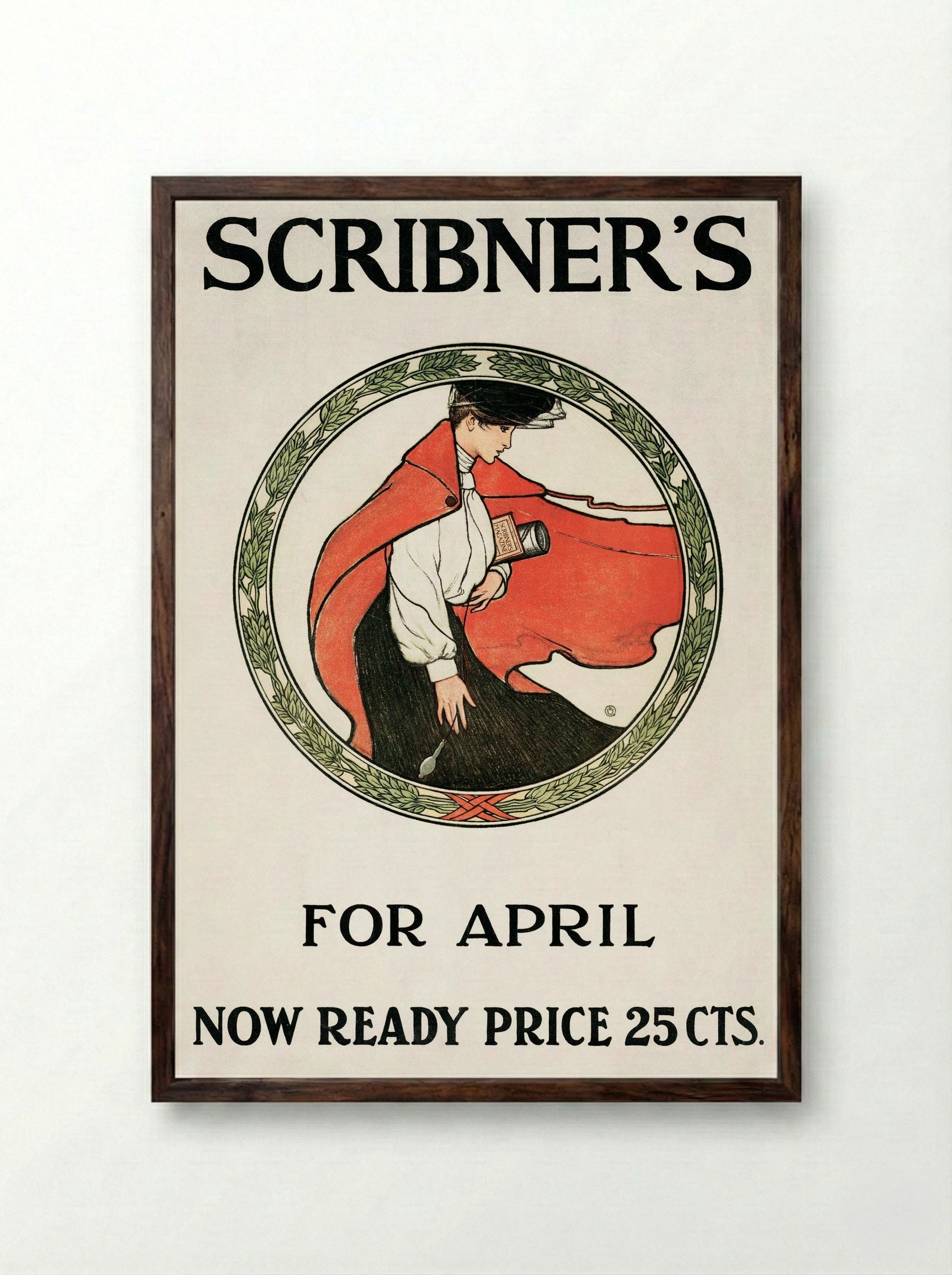 Scribner's for April - Edward Penfield - Framed Print Dark Wood