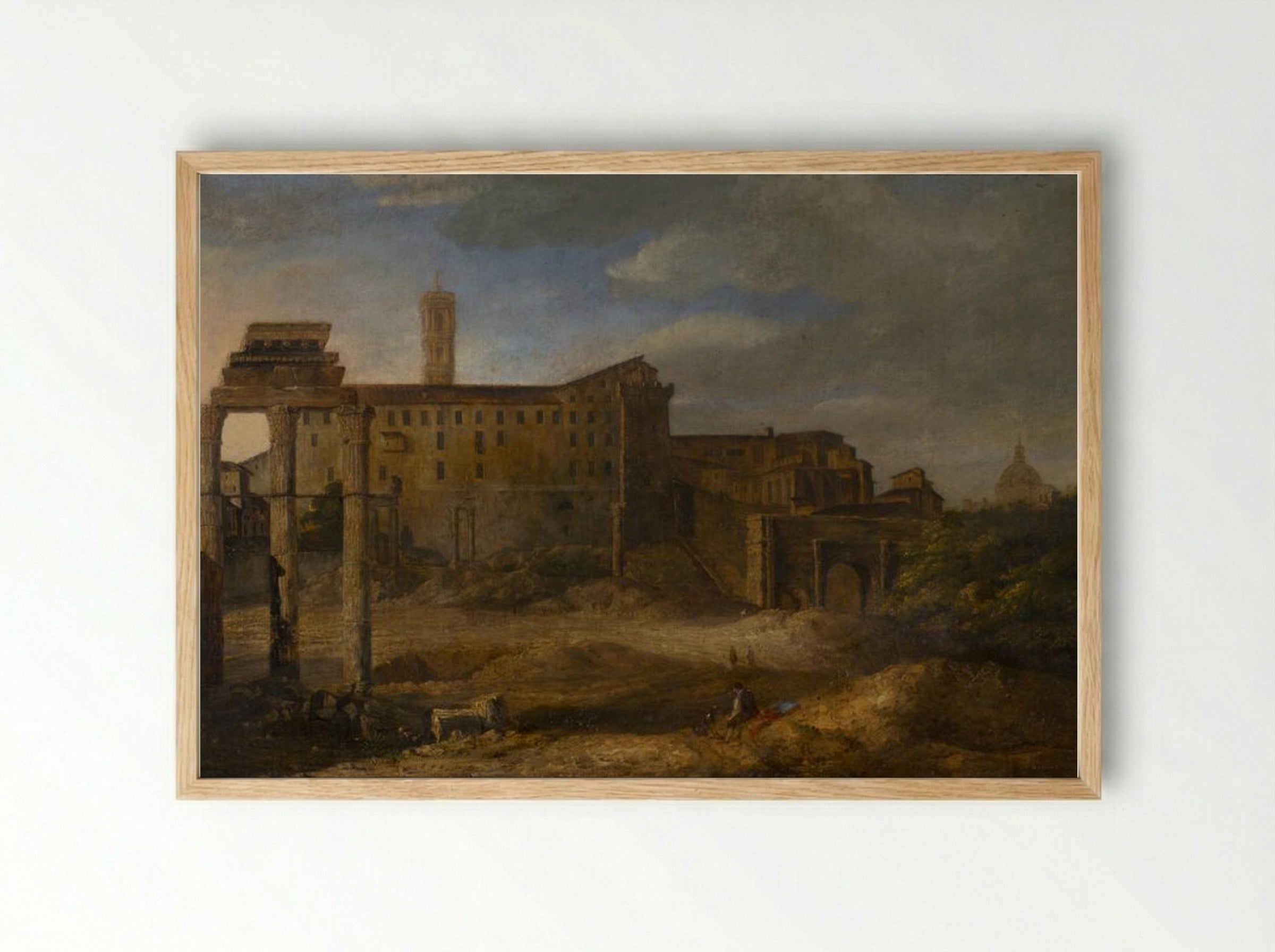 Roman Ruins with Figures - Giovanni Paolo Panini - Framed Print Wood