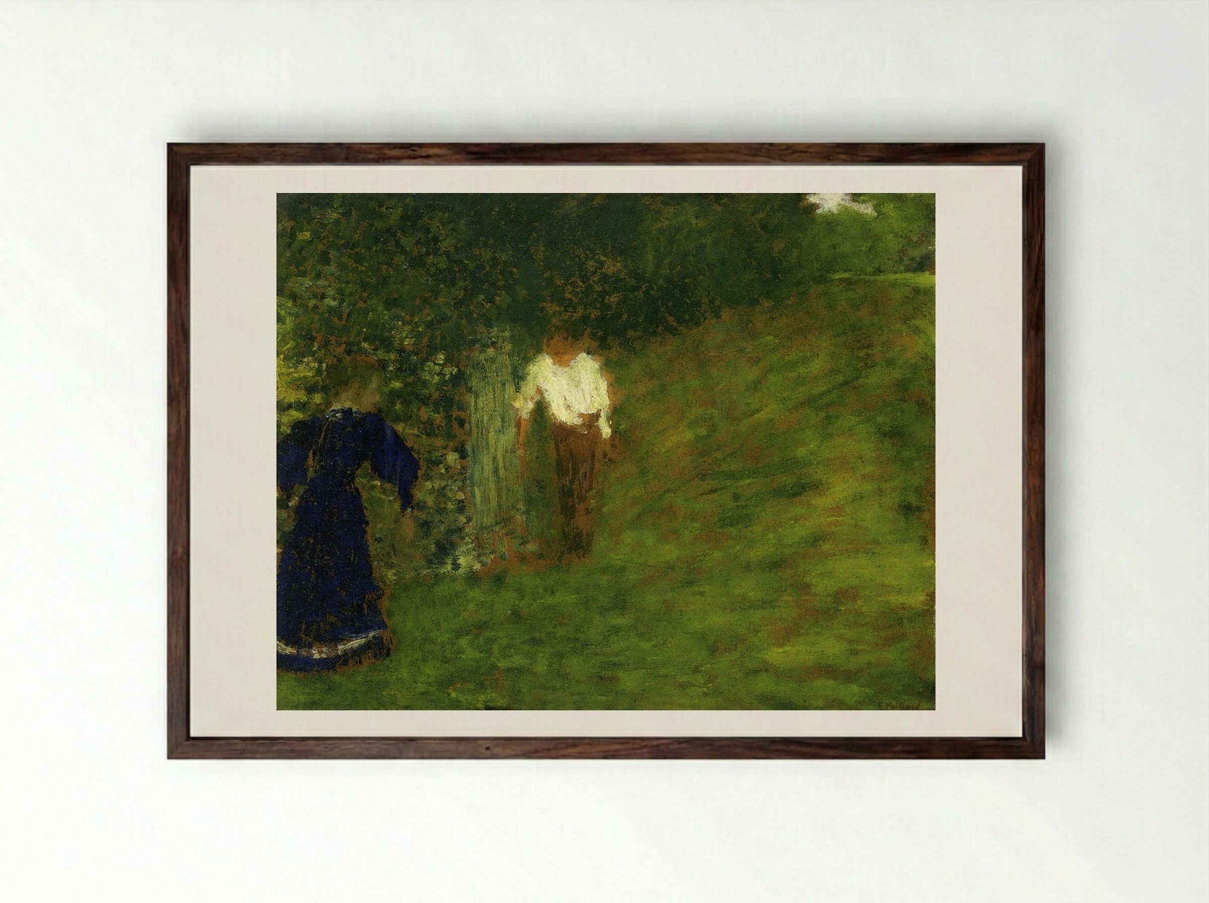 Man and Woman beneath a Tree - Édouard Vuillard - Framed Print Dark Wood