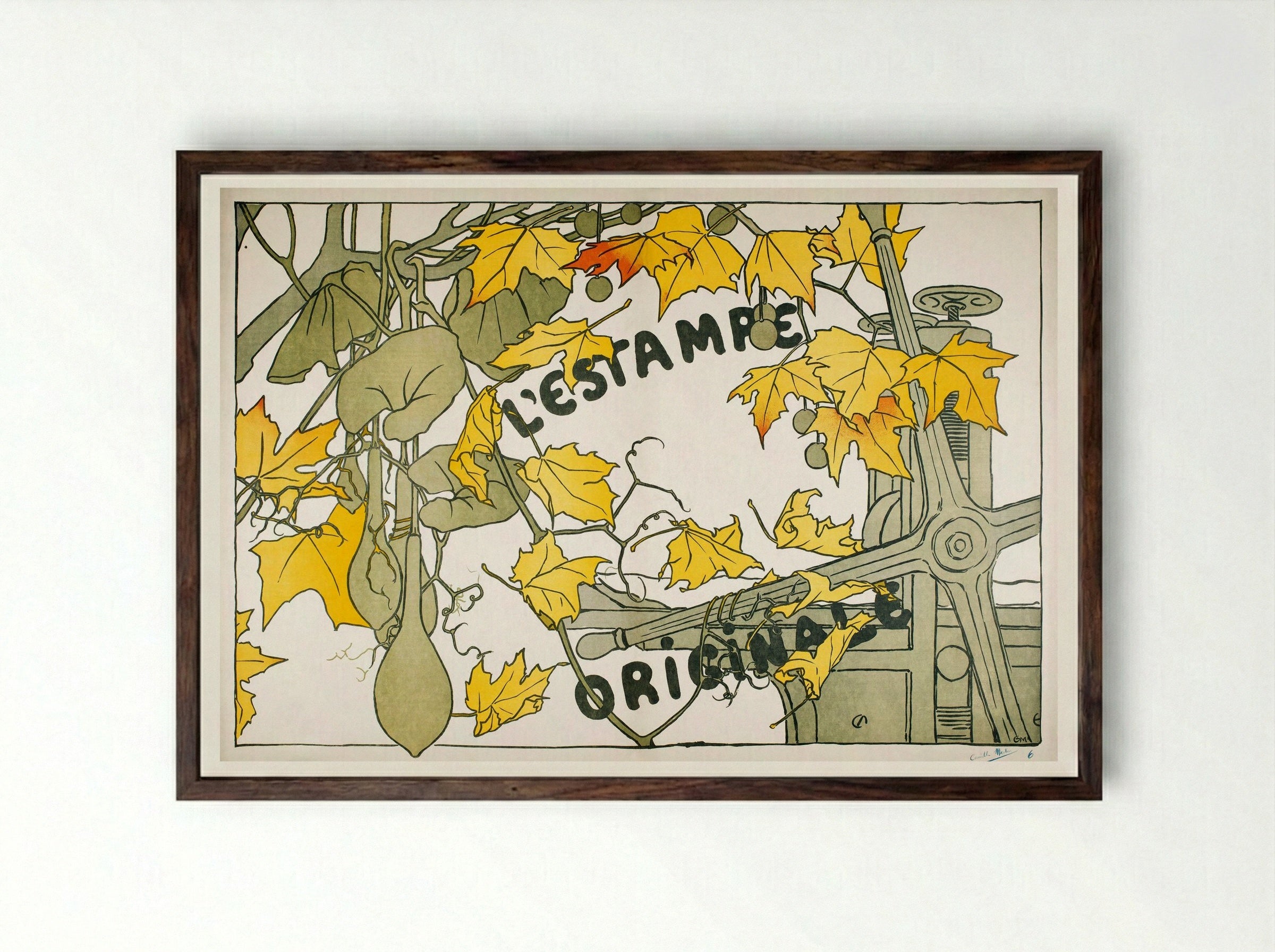Cover for the Second Year of L'Estampe Originale - Camille Martin - Framed Print Dark Wood