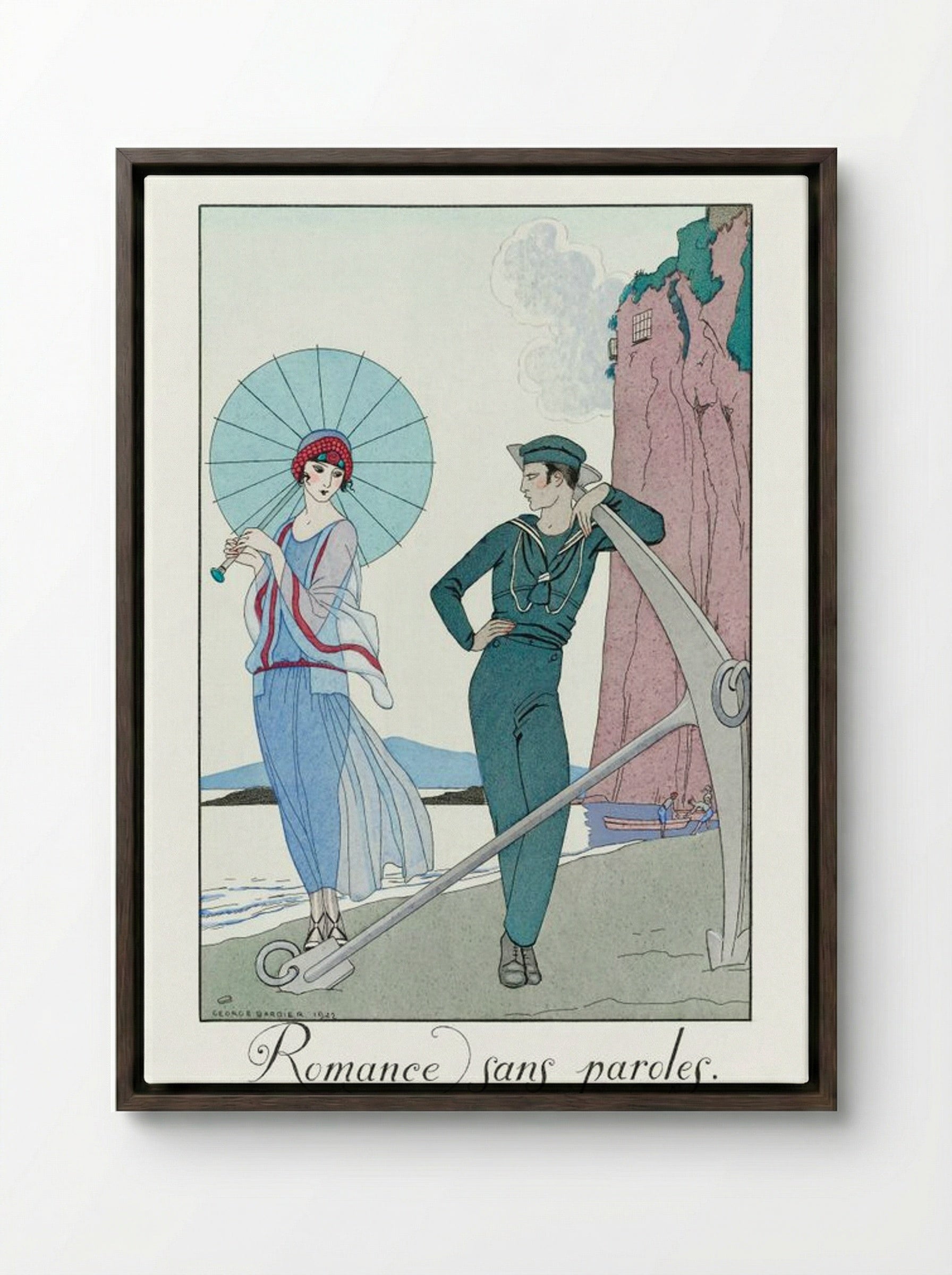 Romance sans paroles - George Barbier - Framed Canvas Dark Wood