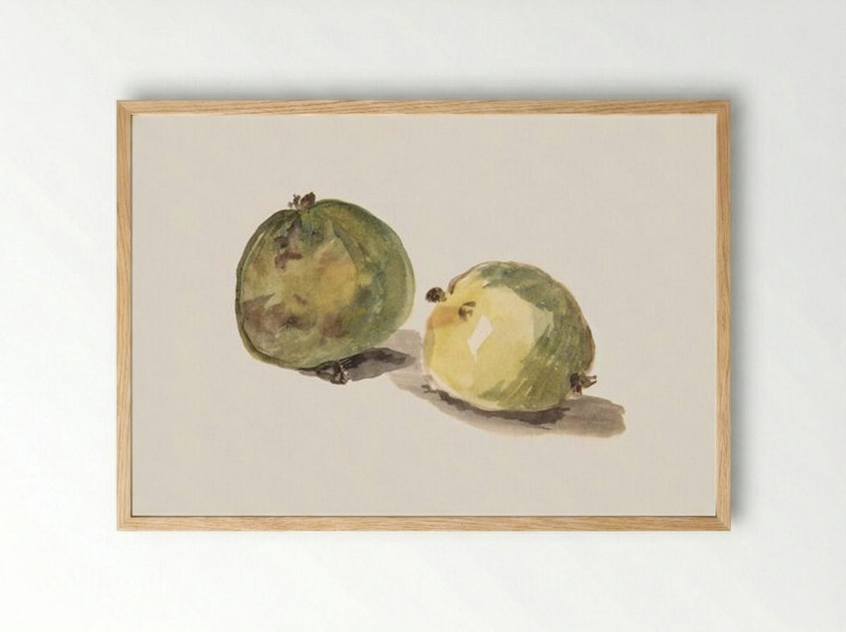 A Letter to Eugène Maus, Decorated with Two Apples - Édouard Manet - Framed Print Wood