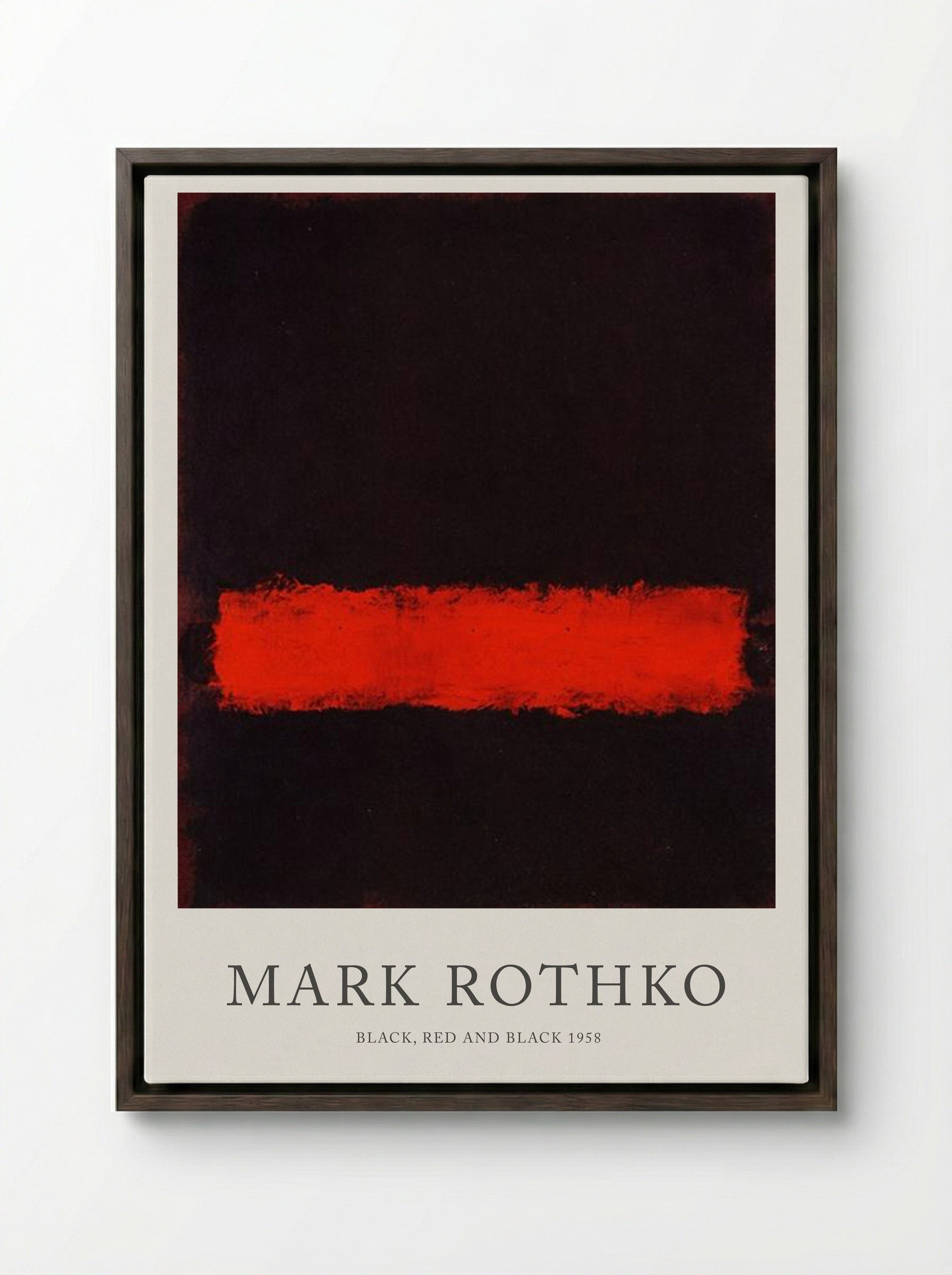 Black, Red and Black - Mark Rothko - Framed Canvas Dark Wood