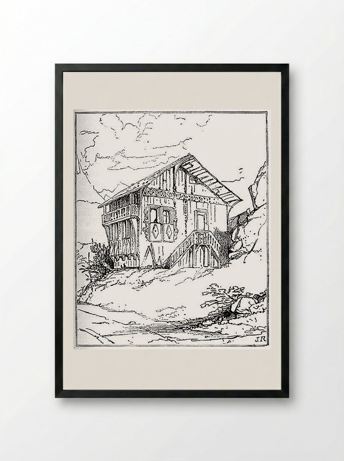 Cottage near Altdorf - Fine Art Print - Framed Print Black