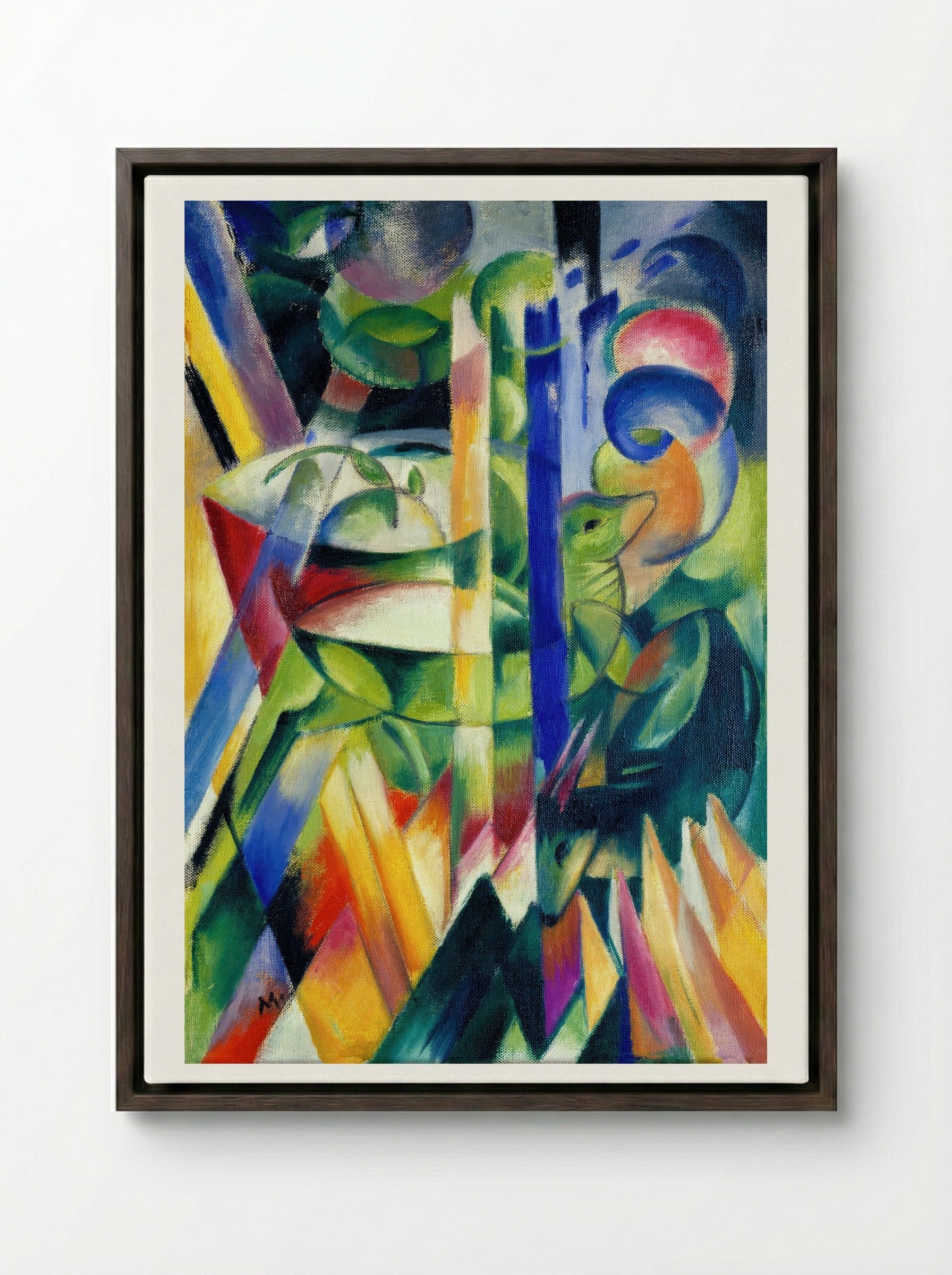 The Little Mountain Goats - Franz Marc - Framed Canvas Dark Wood
