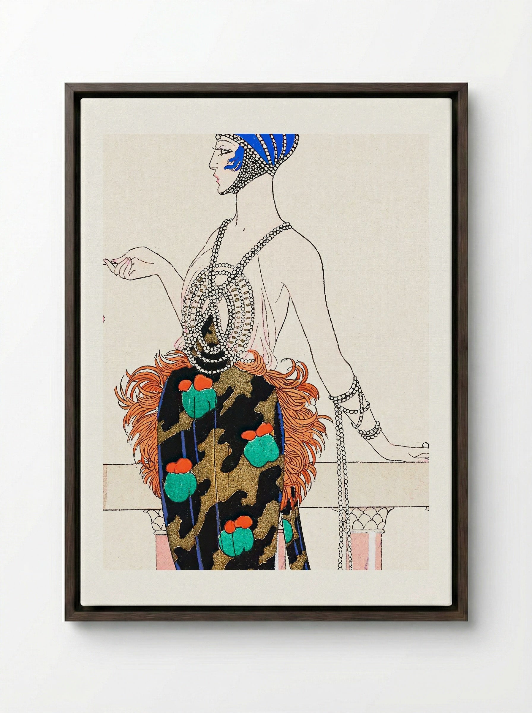 Laissez-moi Seule! (from Les Feuillets d'Art) - George Barbier - Framed Canvas Dark Wood