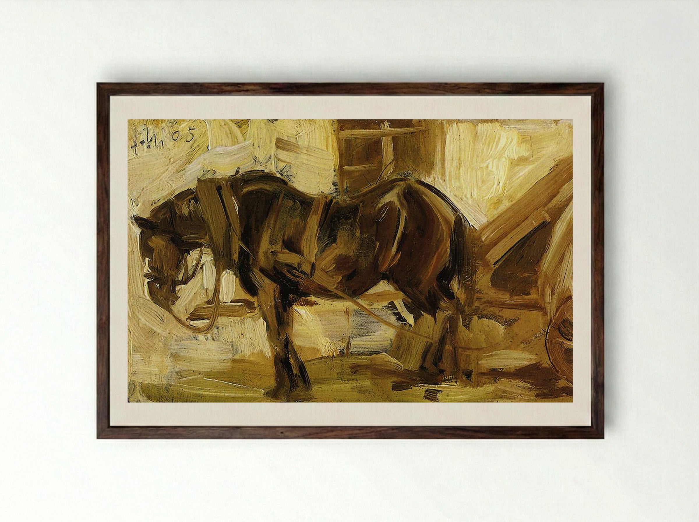 Study of a Horse - Fine Art Print - Framed Print Dark Wood