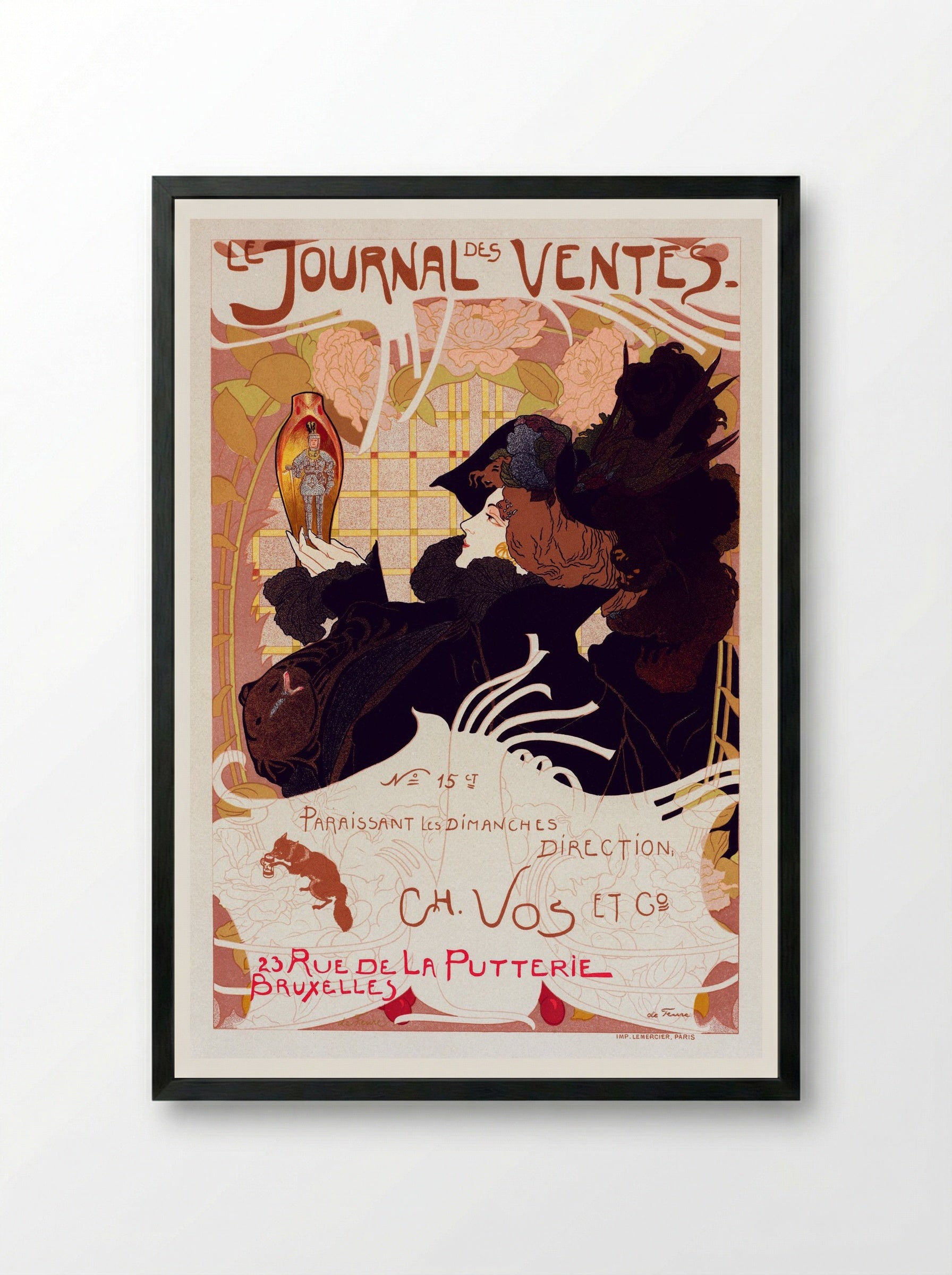 Le Journal des Ventes - Georges de Feure - Framed Print Black