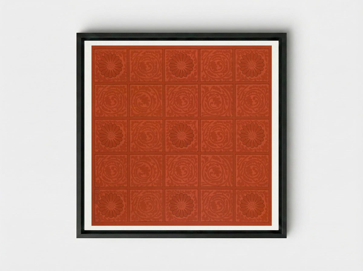 Diaper Pattern - William Morris - Framed Canvas Black