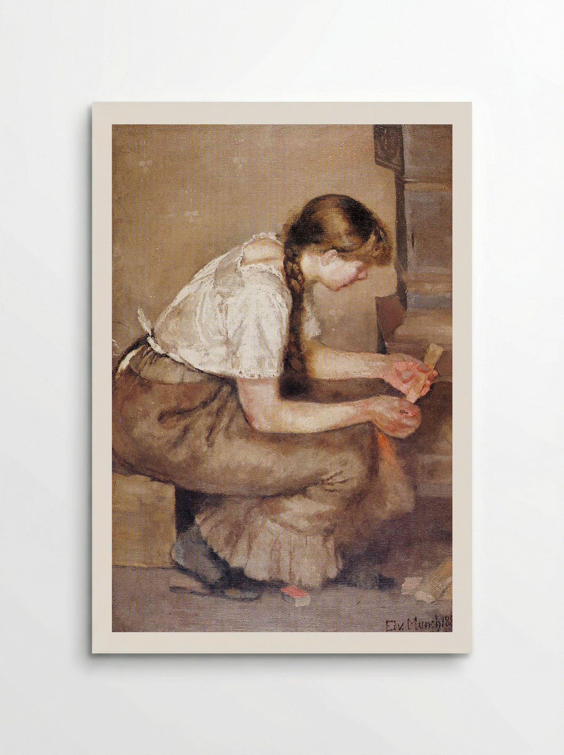 Girl Kindling a Stove - Edvard Munch - Poster